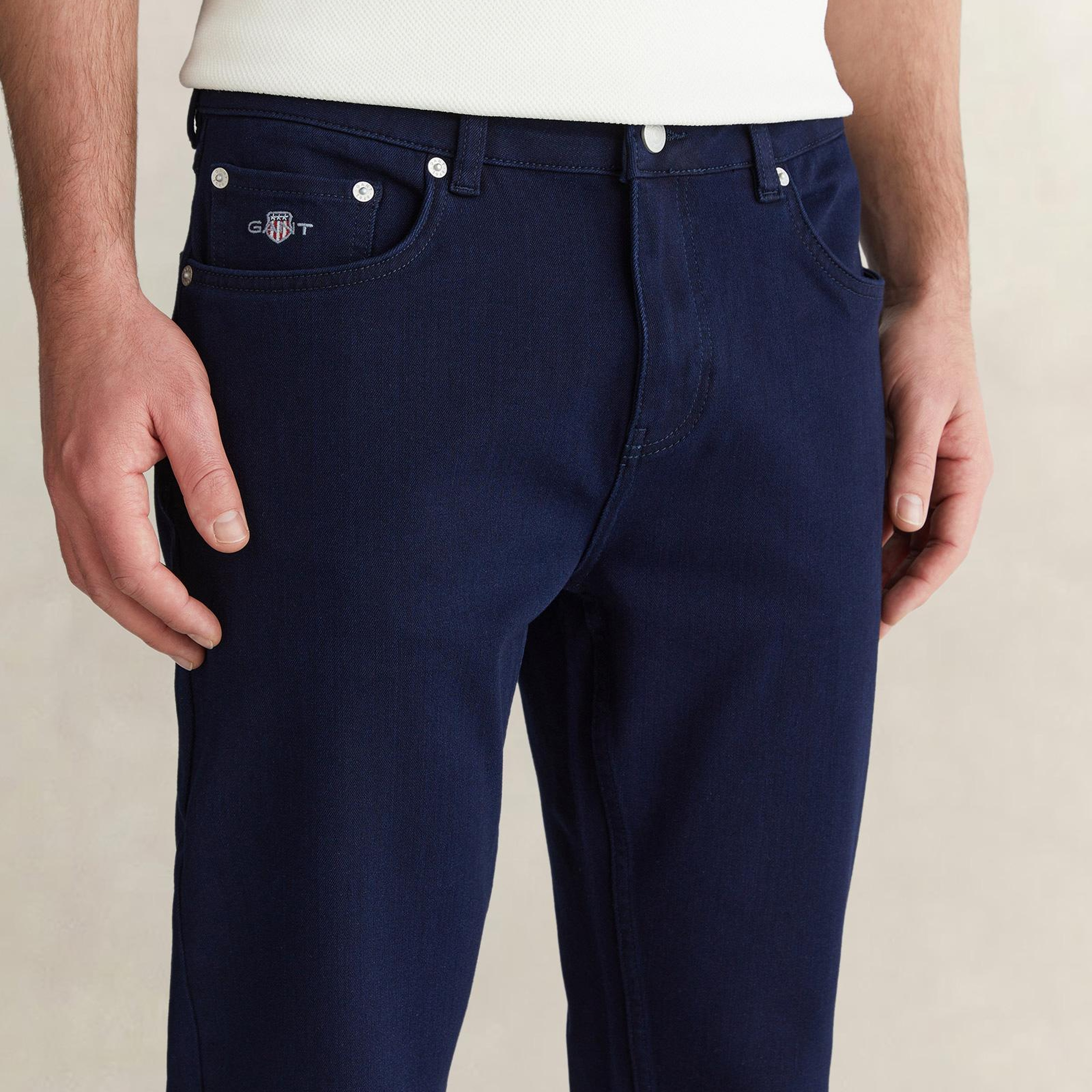 GANT Erkek Mavi Regular Fit Logolu Jean
