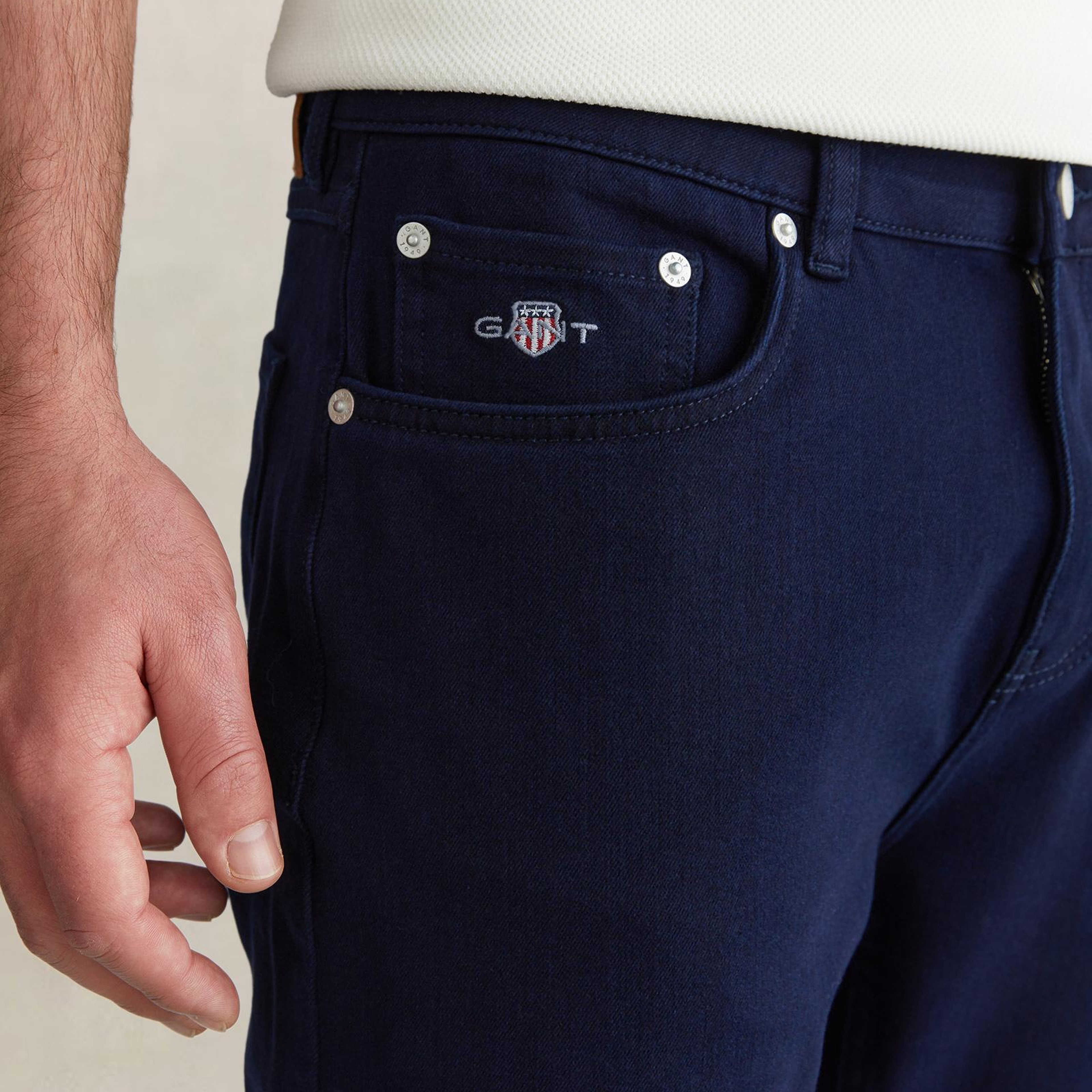 GANT Erkek Mavi Regular Fit Logolu Jean