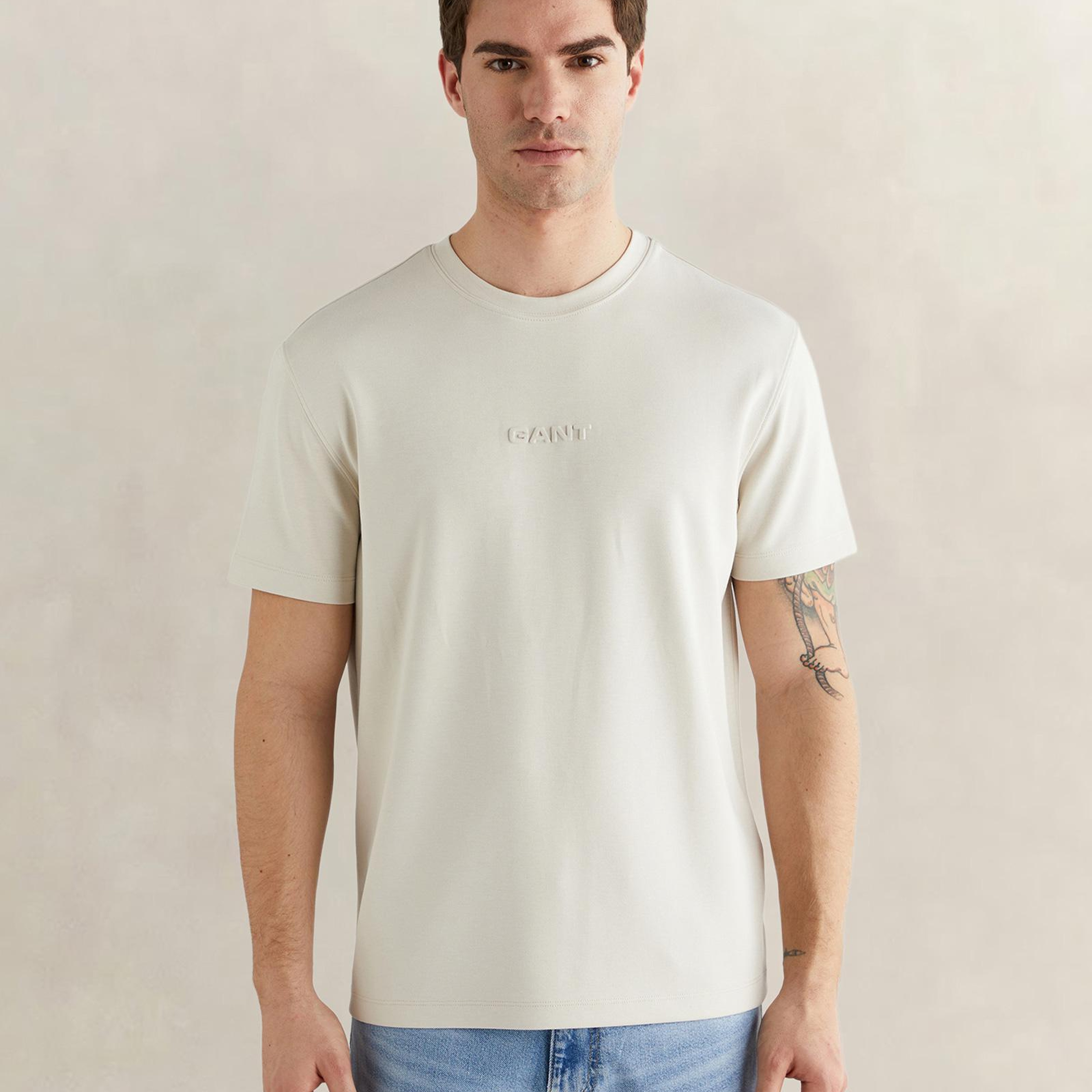 GANT Erkek Bej Kısa Kollu T-Shirt