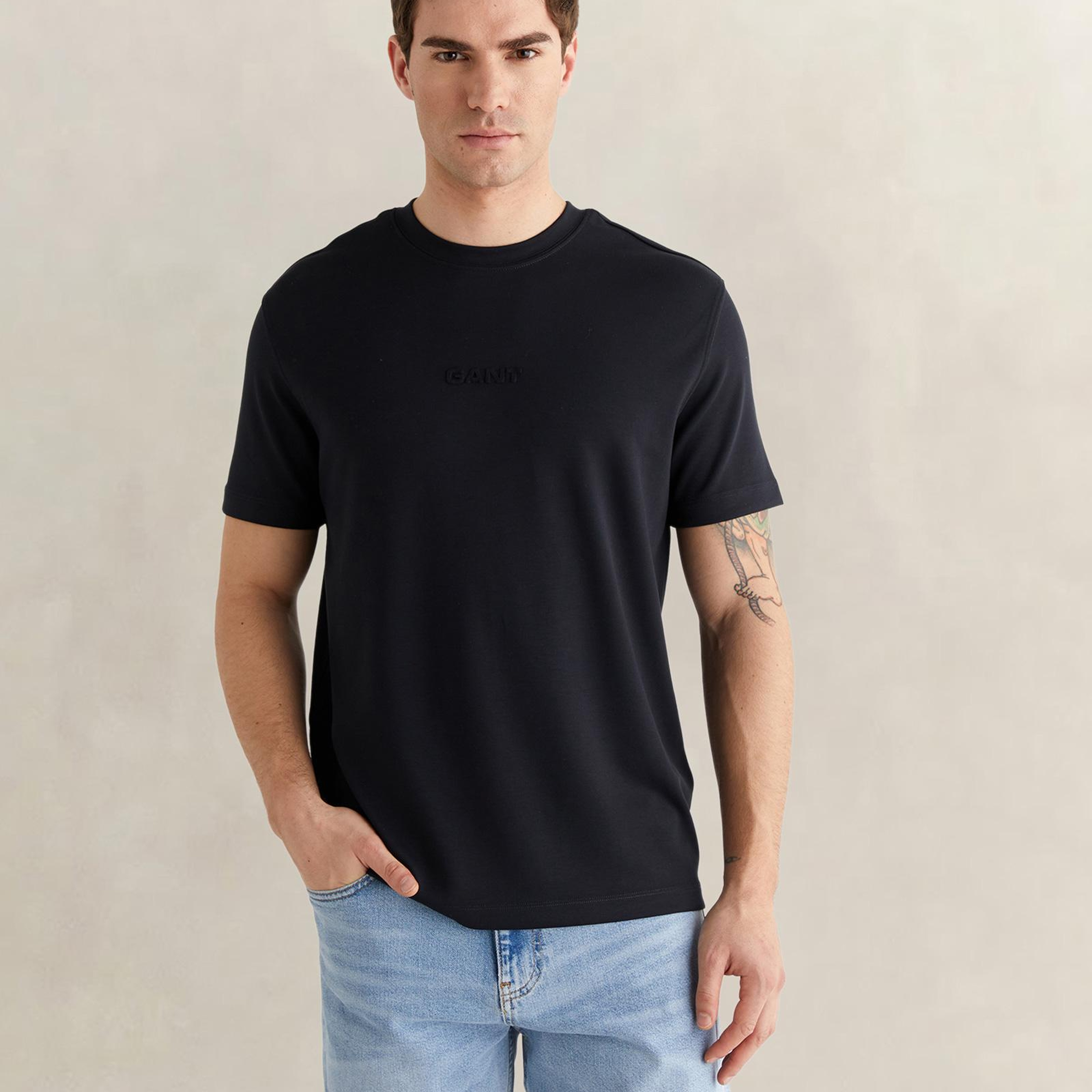 GANT Erkek Siyah Kısa Kollu T-Shirt