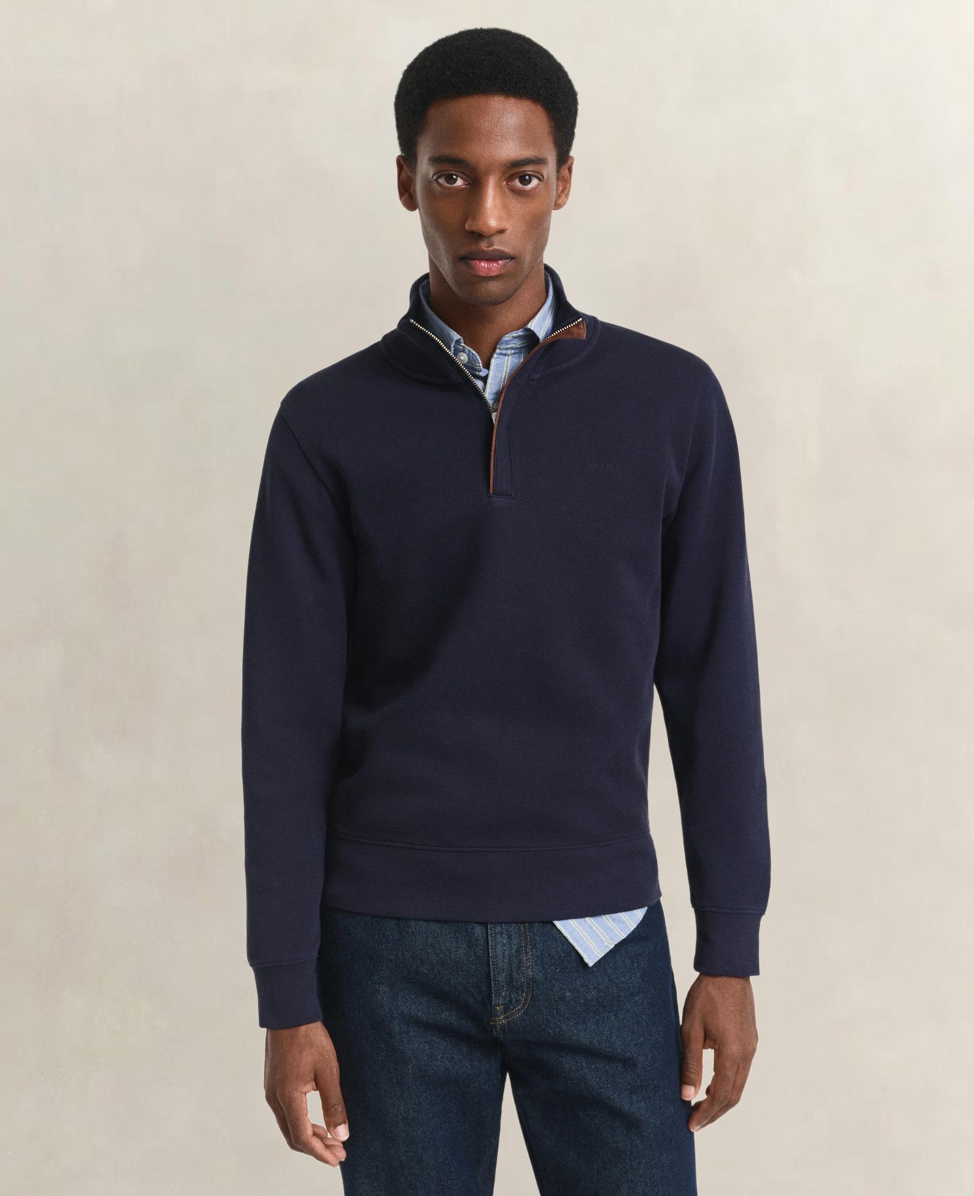 GANT Erkek Lacivert Regular Fit Yarım Fermuarlı Sweatshirt