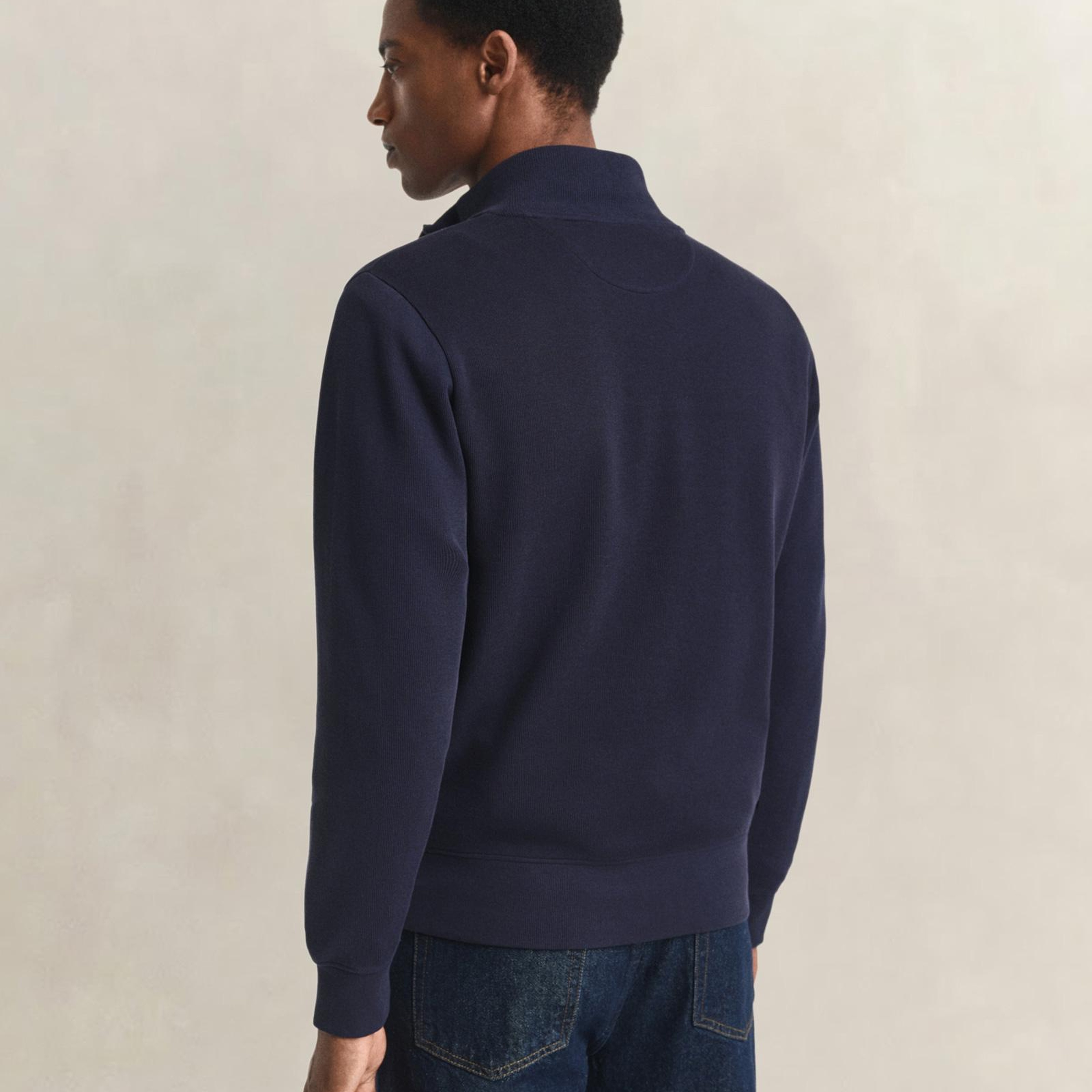 GANT Erkek Lacivert Regular Fit Yarım Fermuarlı Sweatshirt