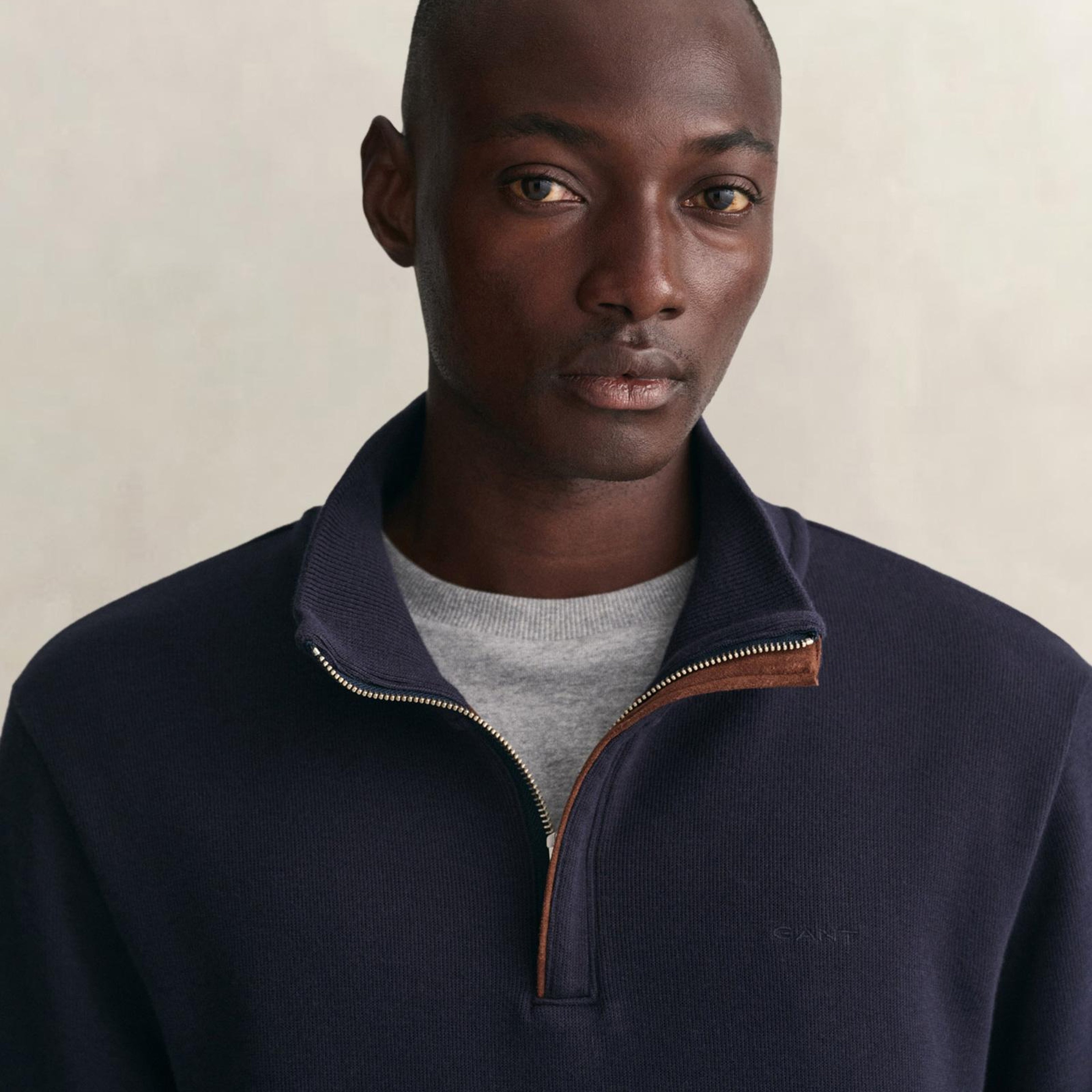 GANT Erkek Lacivert Regular Fit Yarım Fermuarlı Sweatshirt