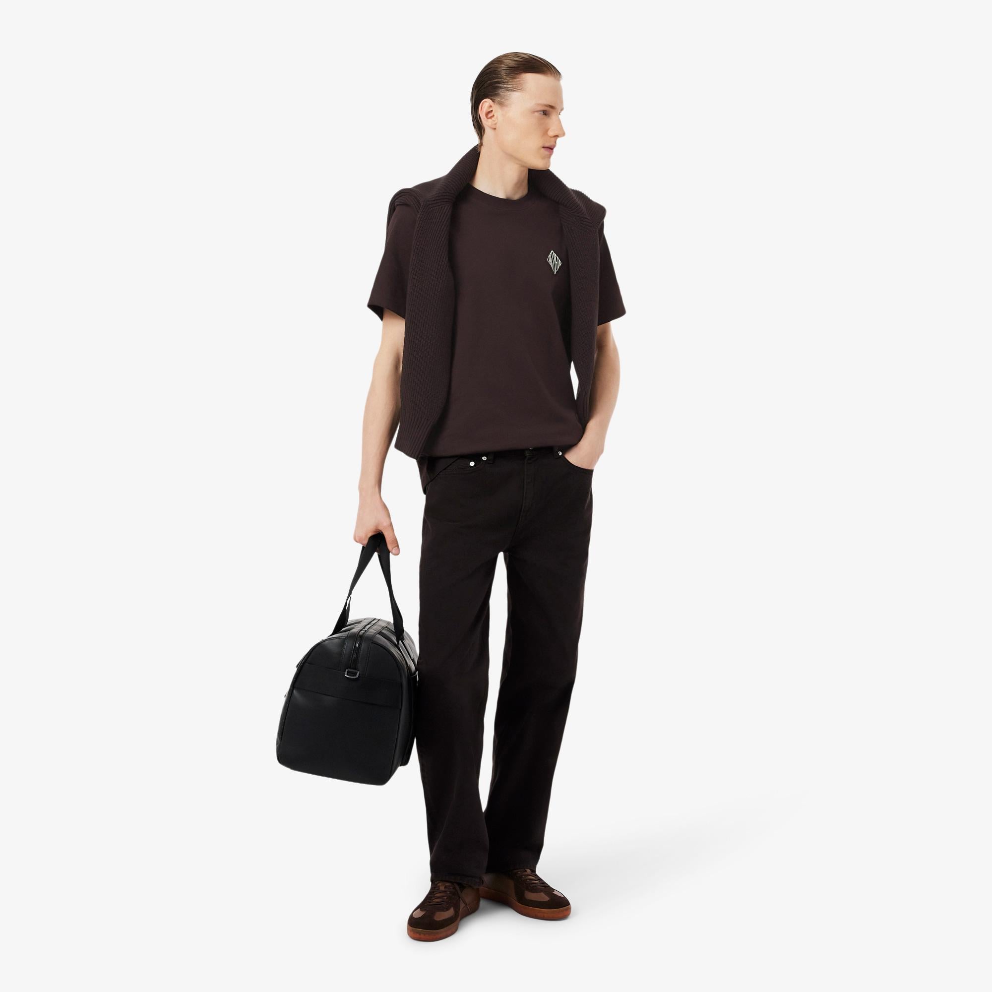 Erkek Classic Fit Bisiklet Yaka Koyu Kahverengi T-Shirt