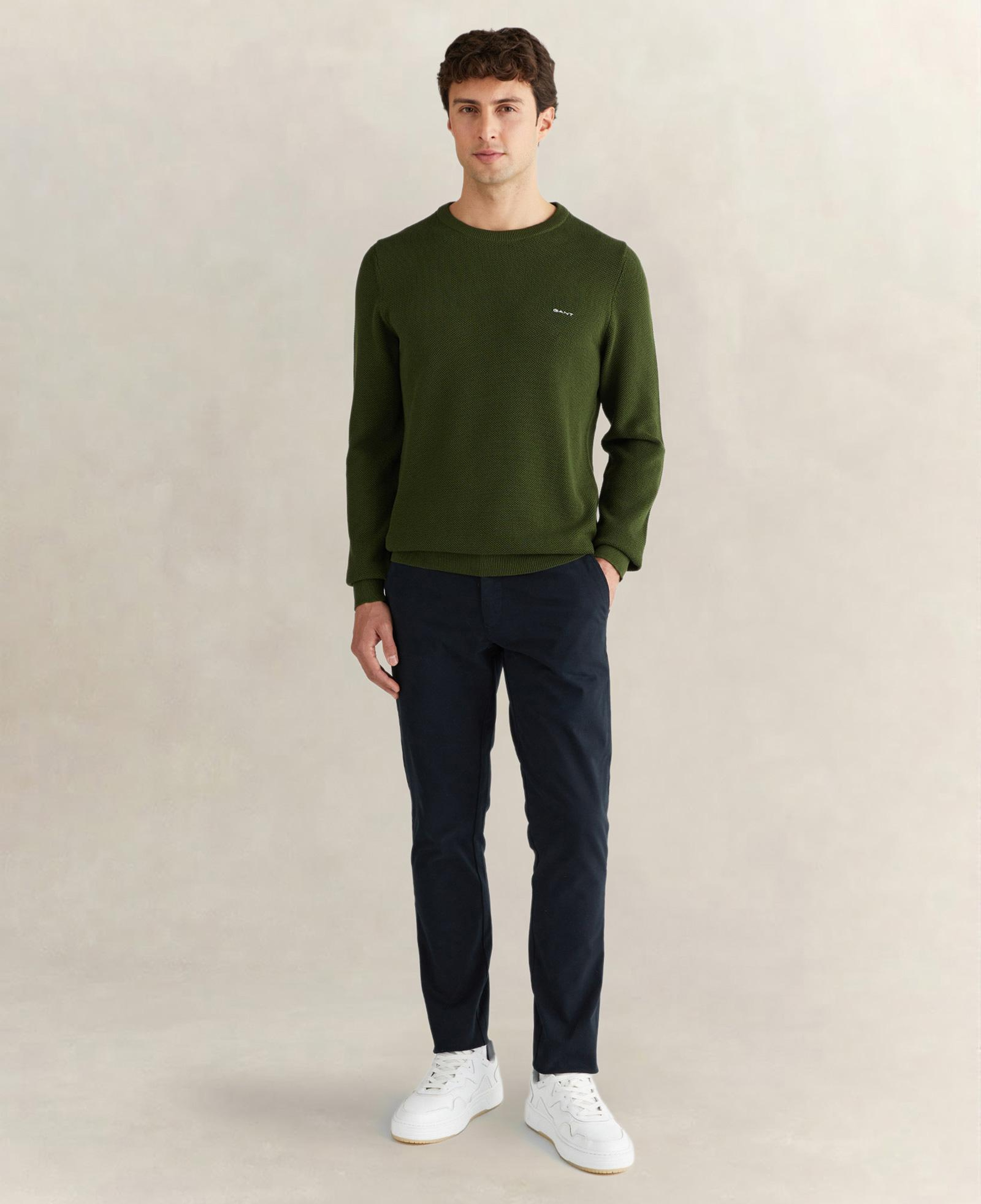 GANT Erkek Haki Regular Fit Bisiklet Yaka Triko