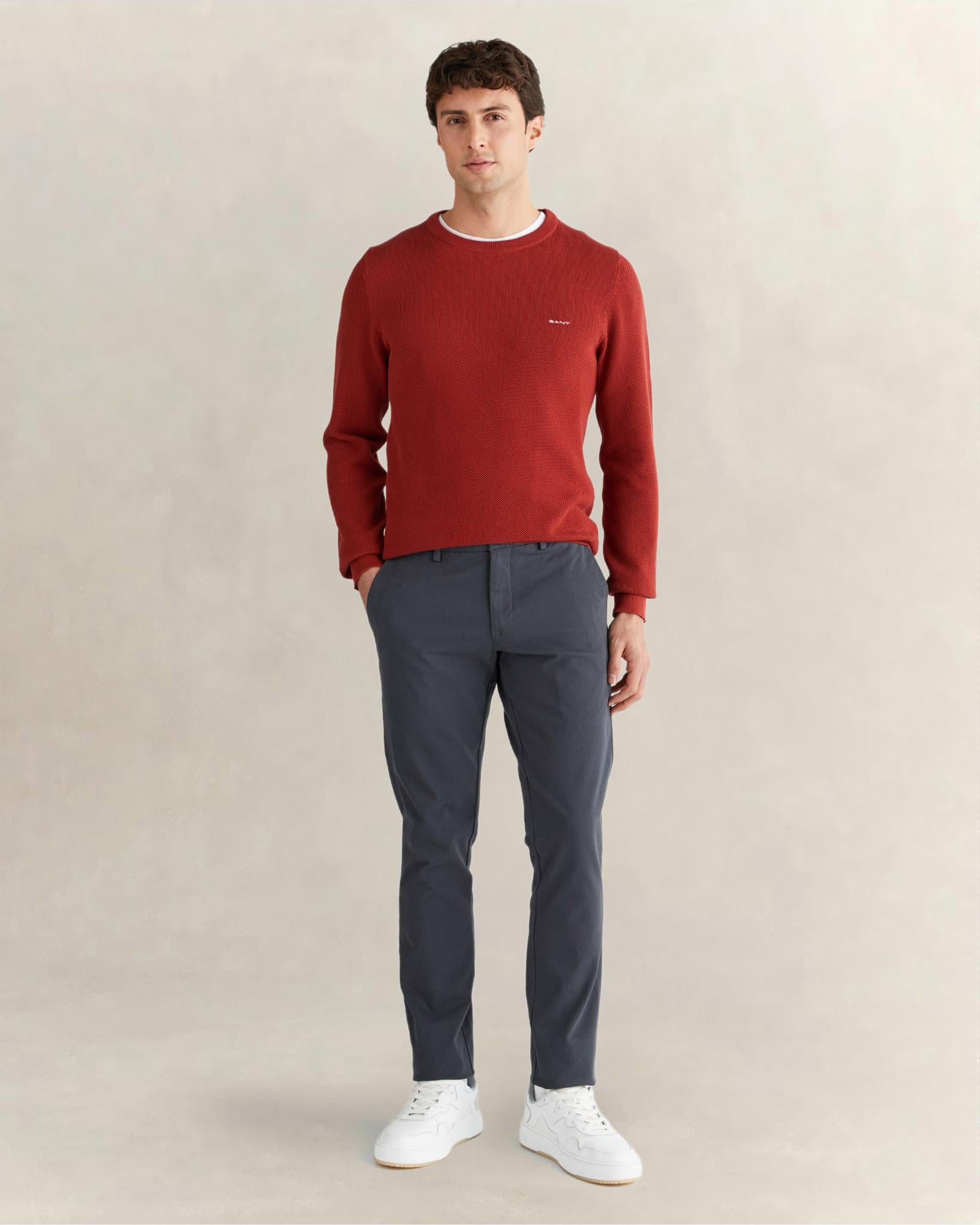 GANT Erkek Kırmızı Regular Fit Bisiklet Yaka Triko
