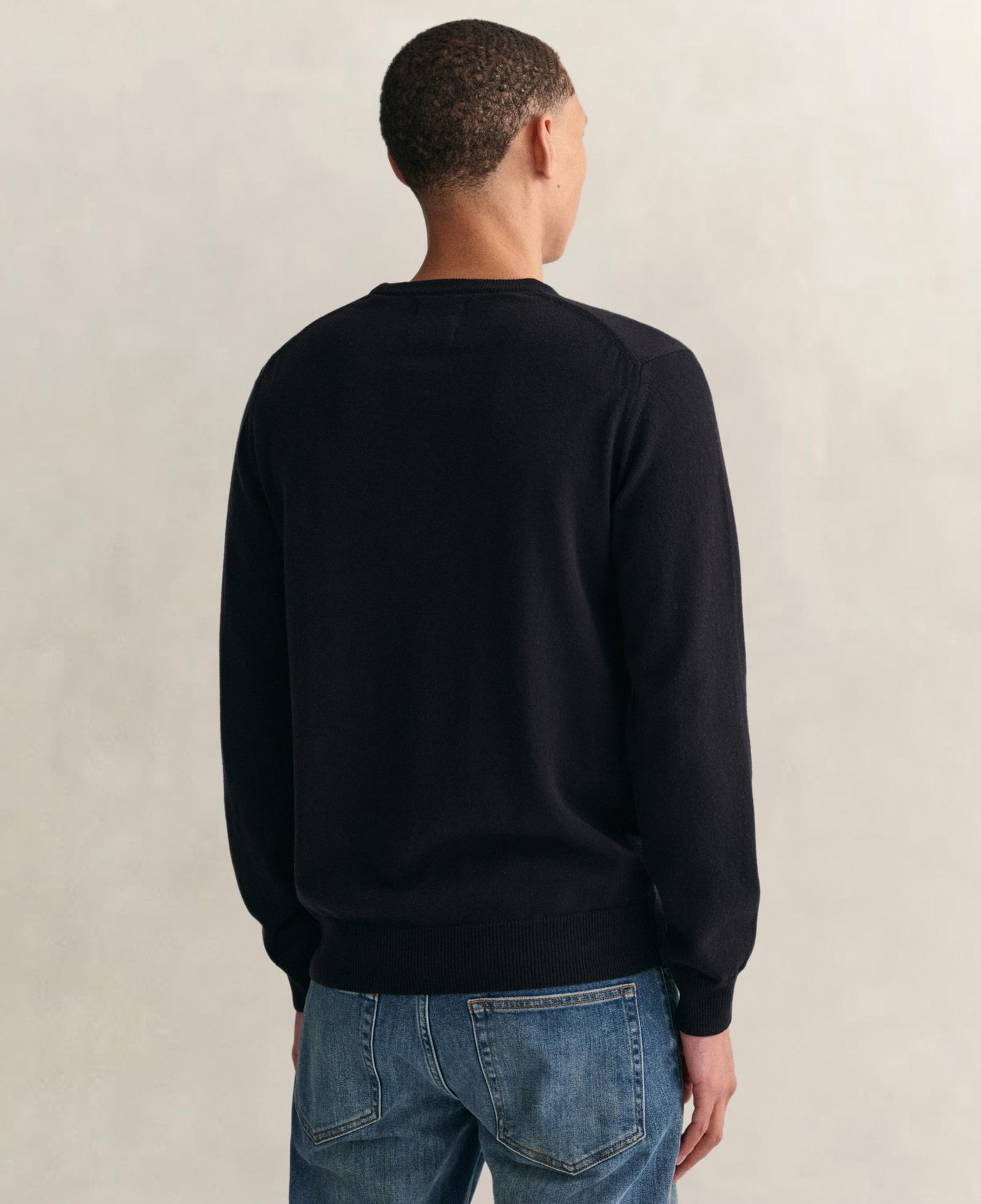 GANT Erkek Siyah Regular Fit Bisiklet Yaka Yün Kazak