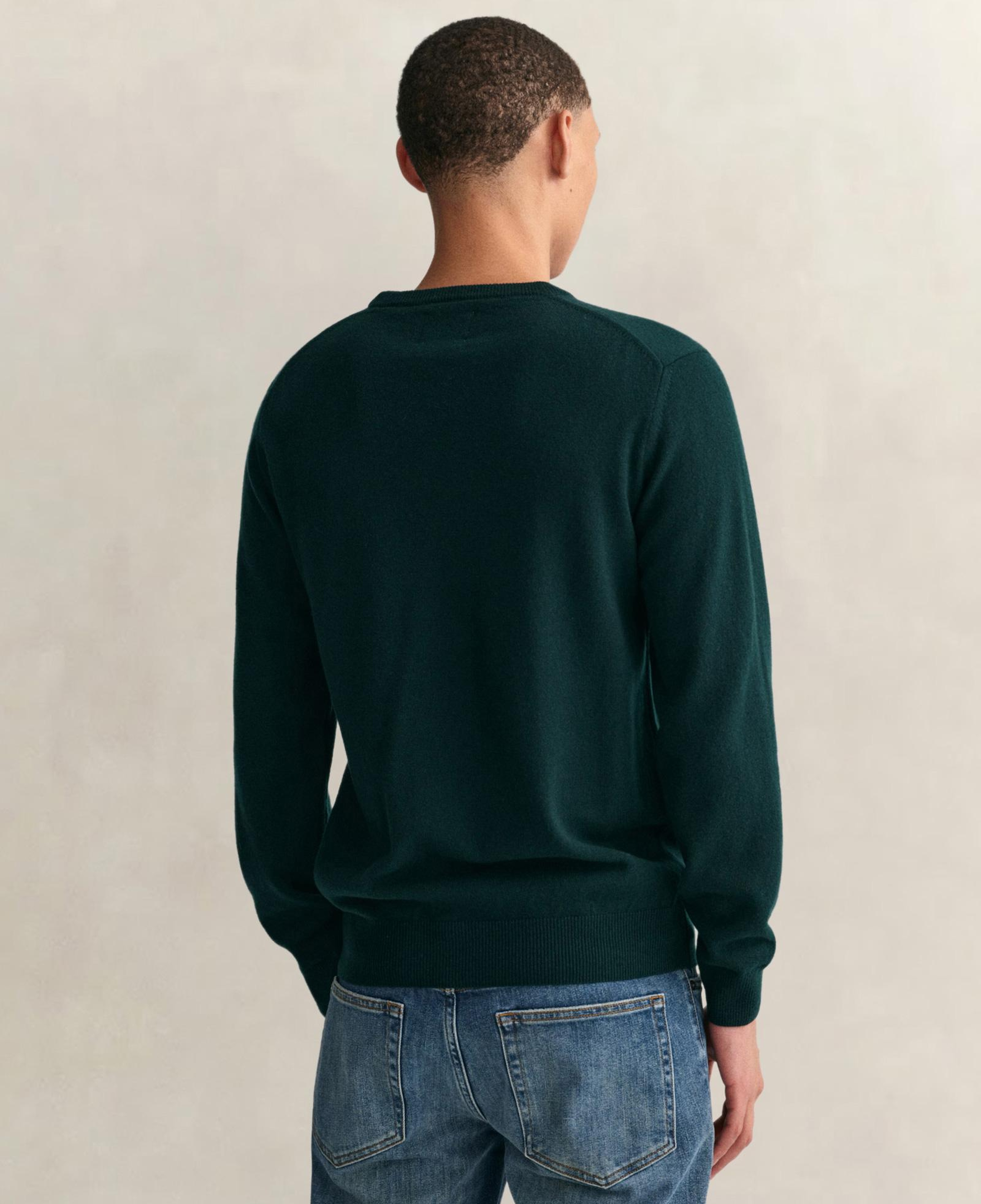 GANT Erkek Yeşil Regular Fit Bisiklet Yaka Yün Kazak