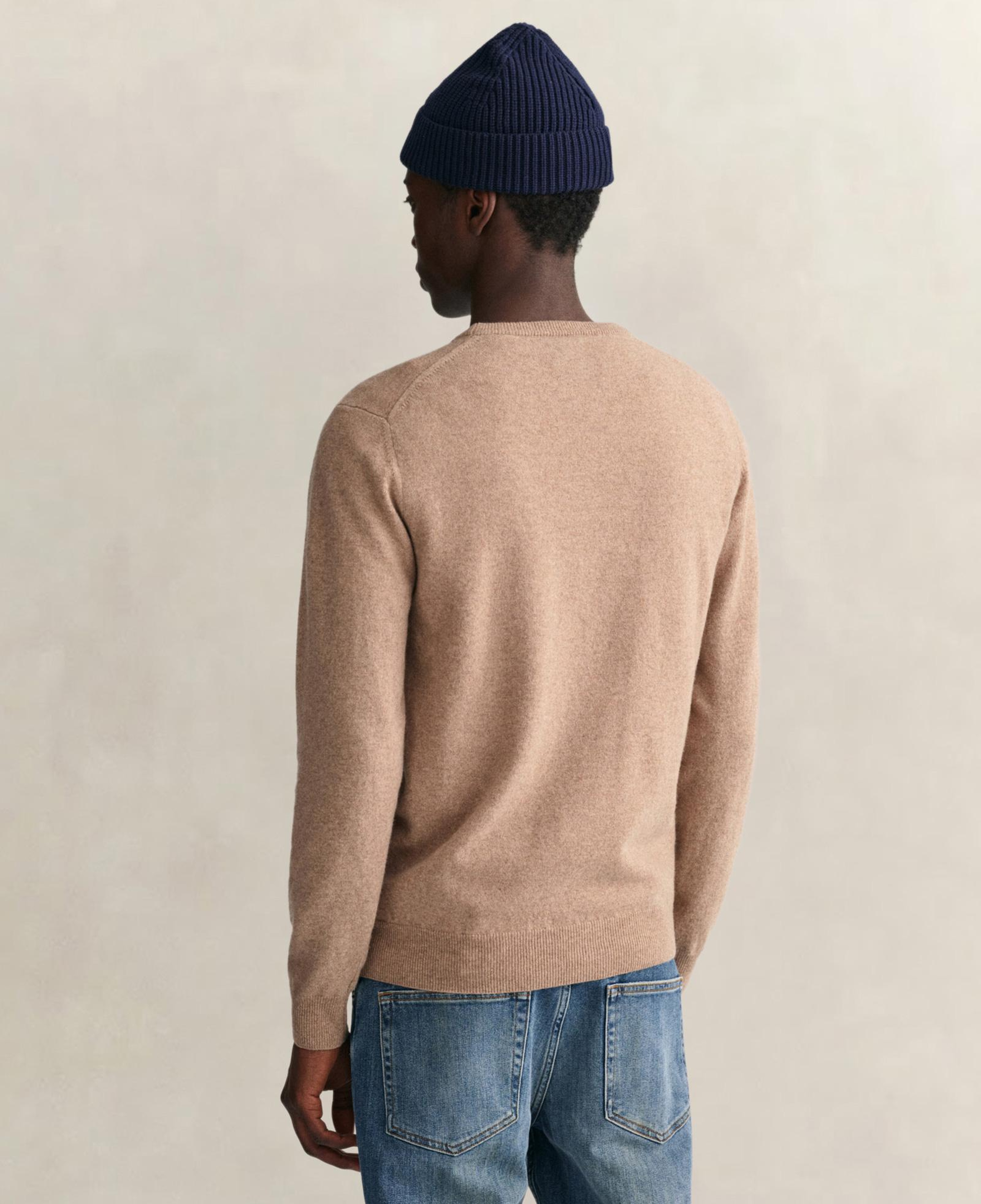 GANT Erkek Bej Regular Fit Bisiklet Yaka Yün Kazak