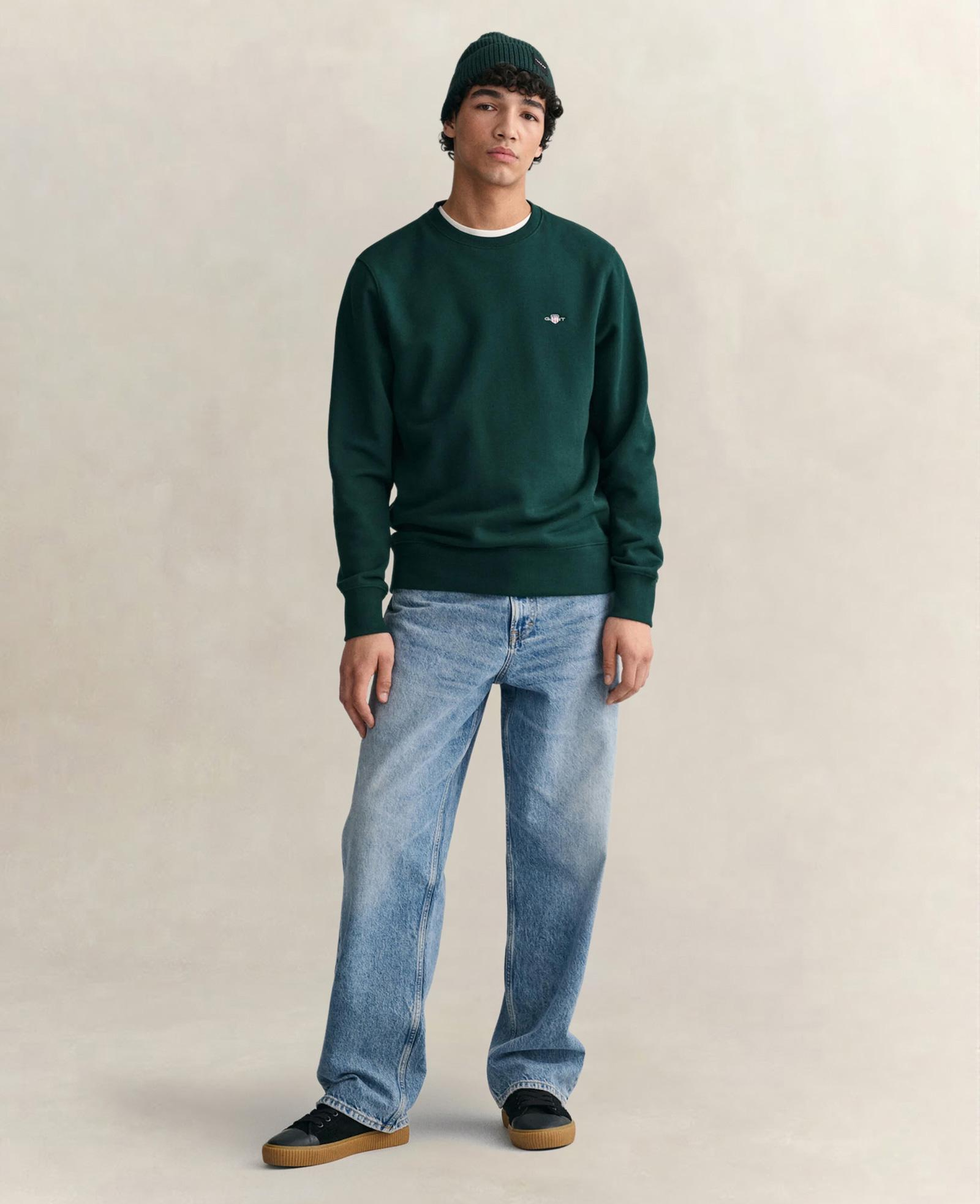 GANT Erkek Yeşil Regular Fit Bisiklet Yaka Sweatshirt