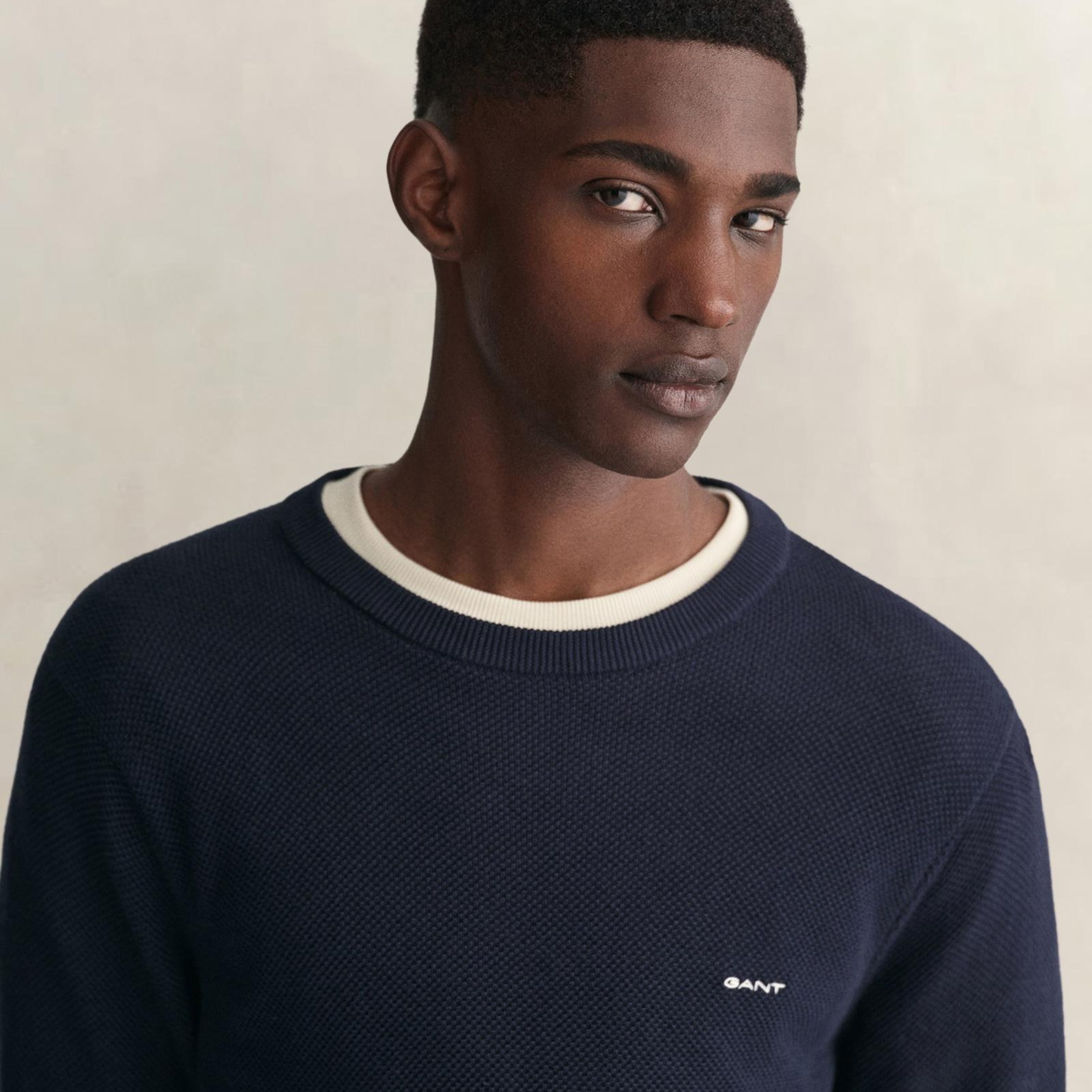 GANT Erkek Lacivert Regular Fit Bisiklet Yaka Kazak