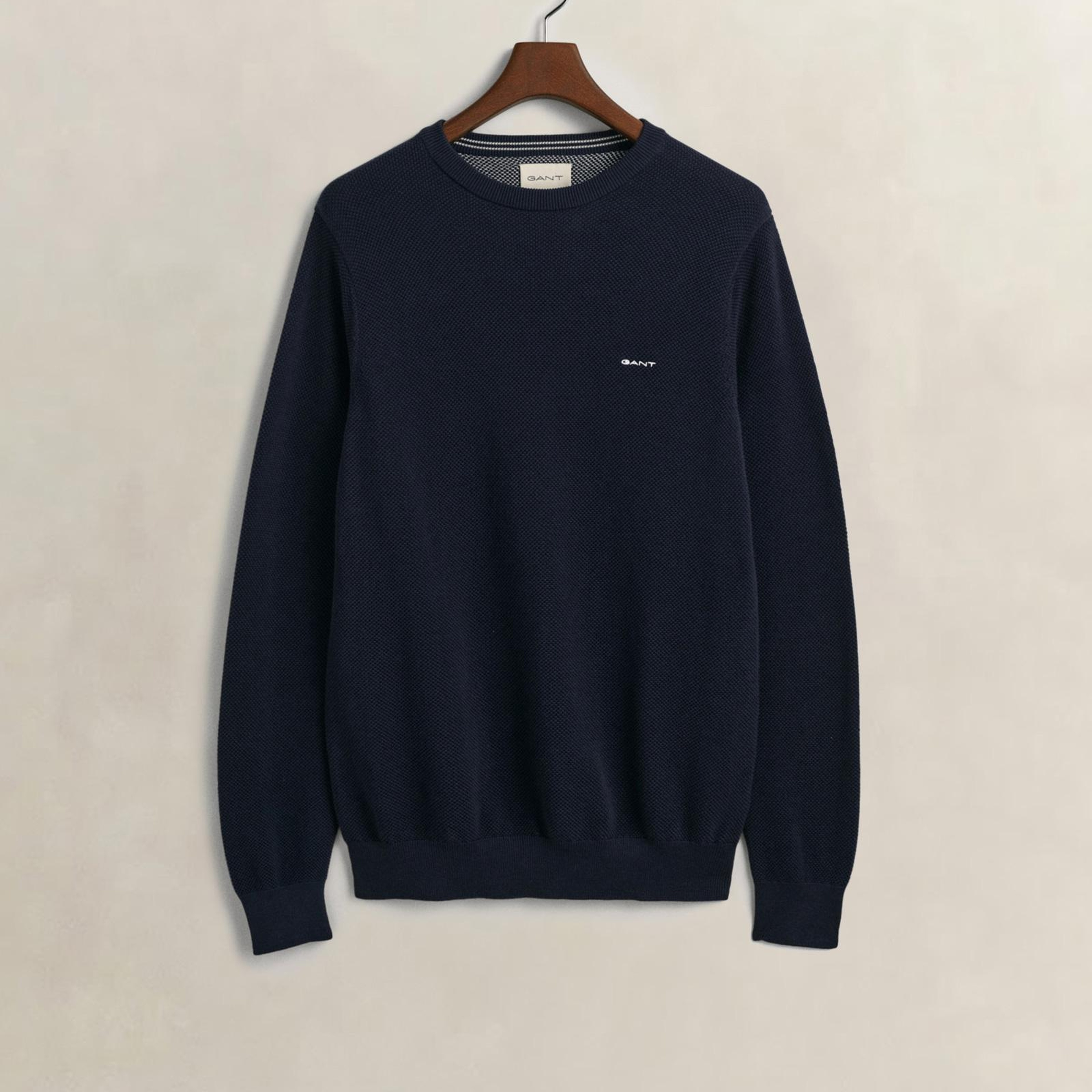 GANT Erkek Lacivert Regular Fit Bisiklet Yaka Kazak