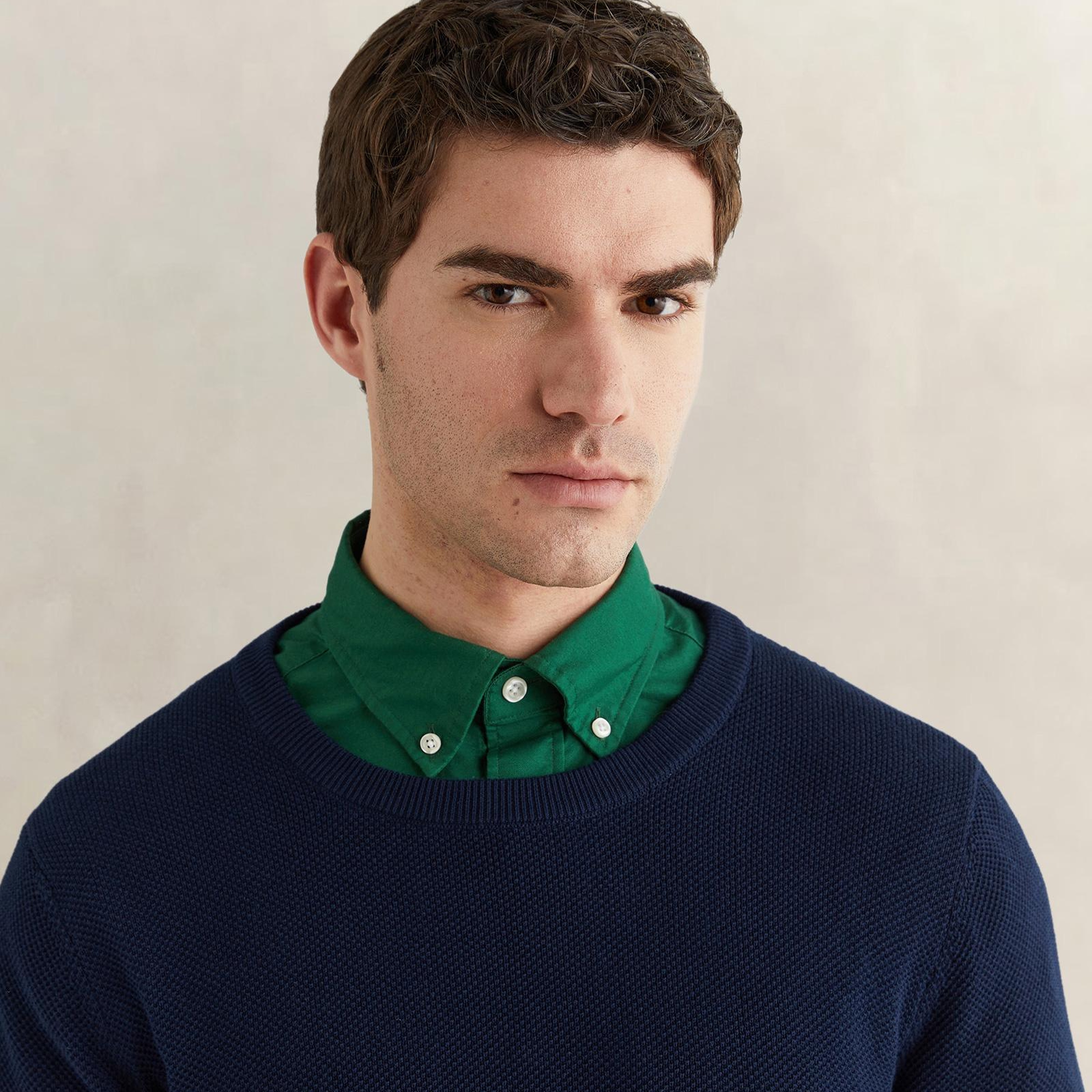 GANT Erkek Lacivert Regular Fit Bisiklet Yaka Kazak