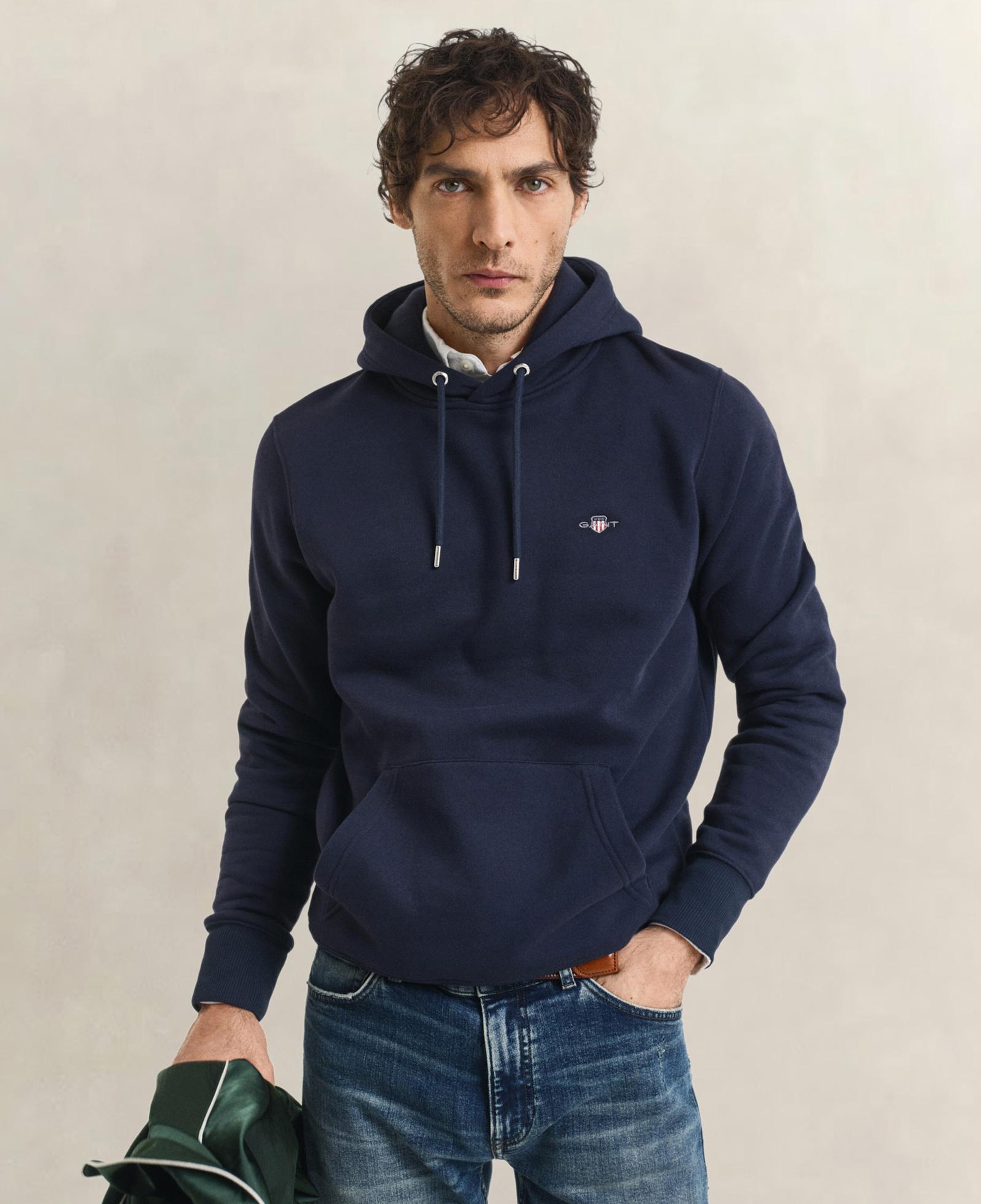 GANT Erkek Lacivert Regular Fit Kapüşonlu Sweatshirt