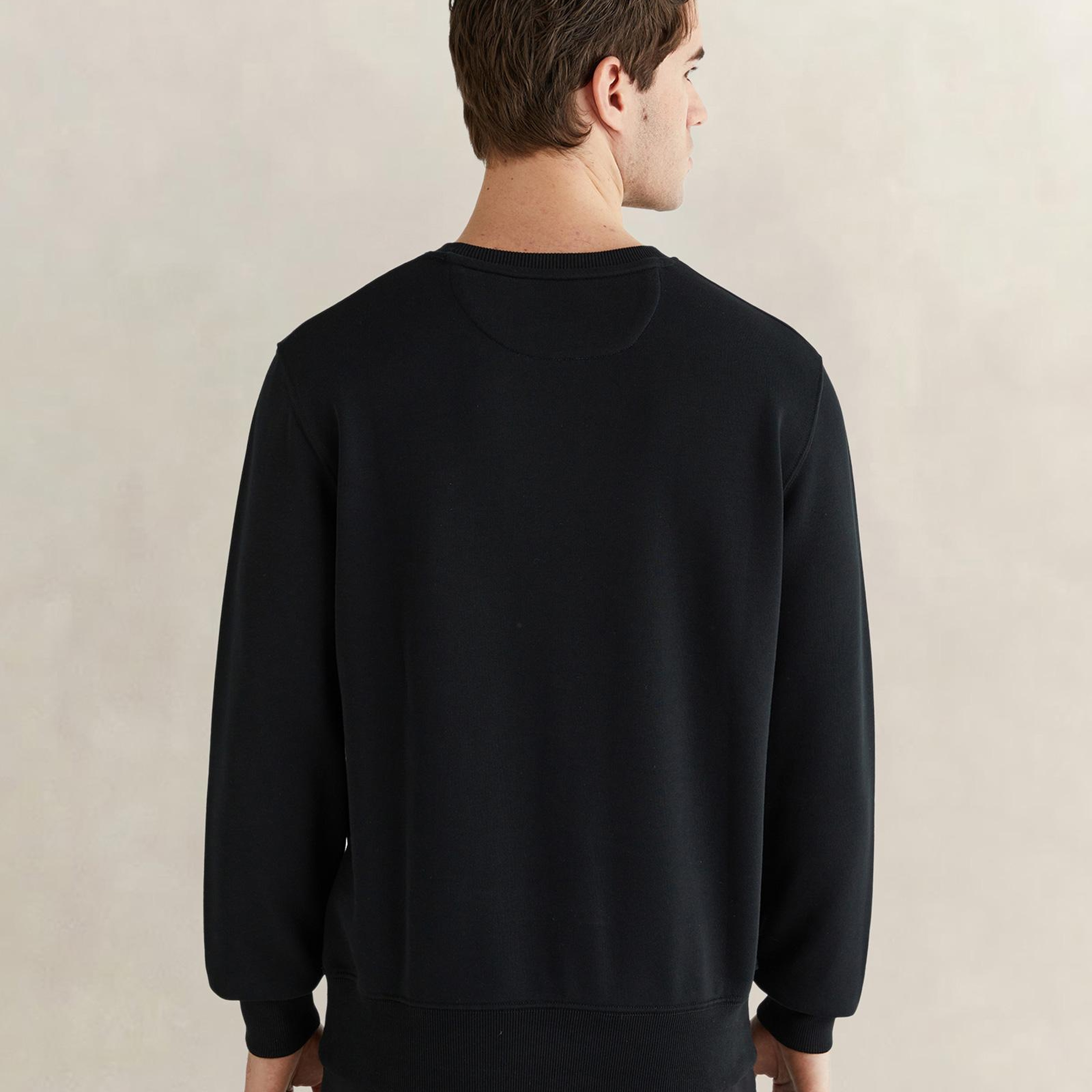GANT Erkek Siyah Regular Fit Bisiklet Yaka Sweatshirt