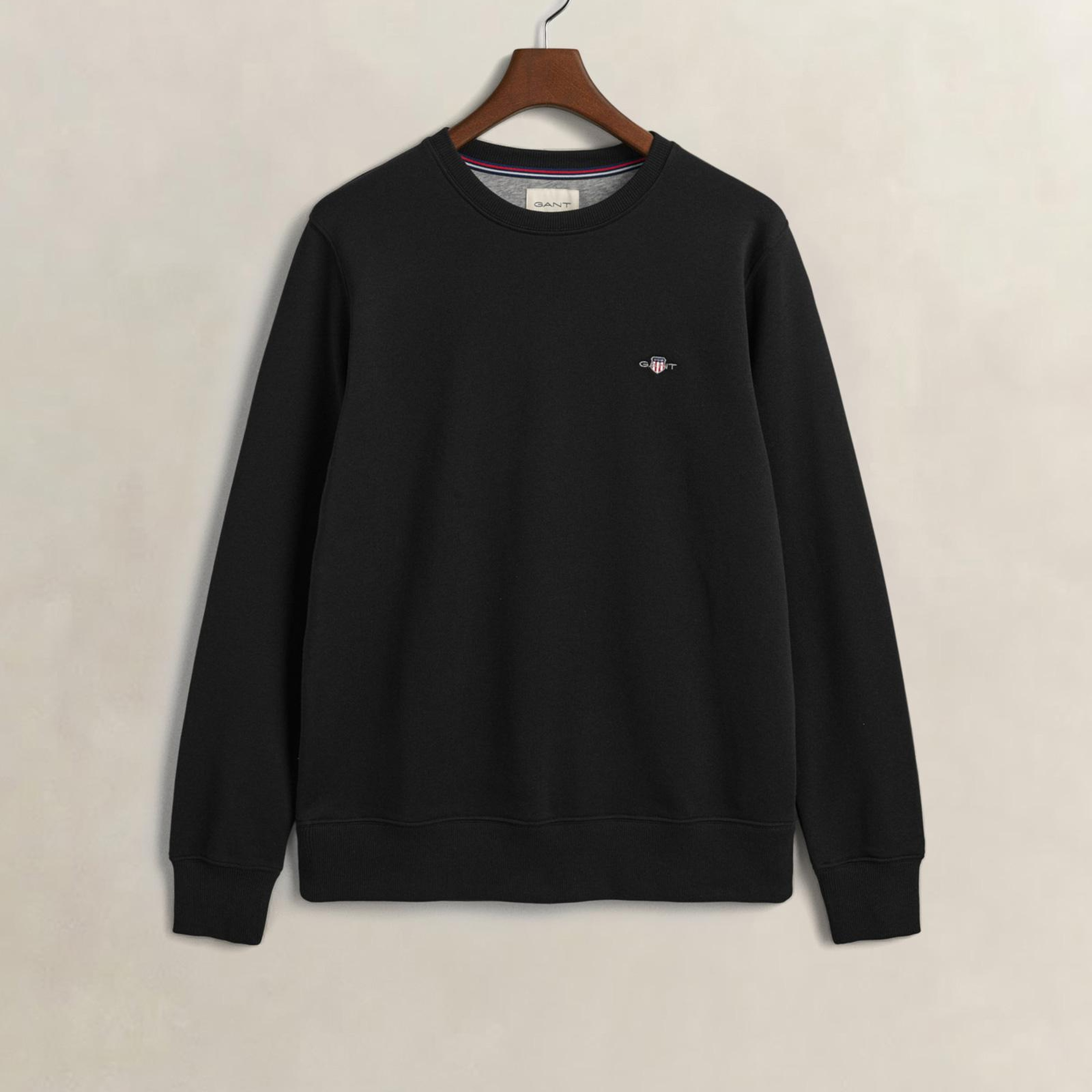 GANT Erkek Siyah Regular Fit Bisiklet Yaka Sweatshirt