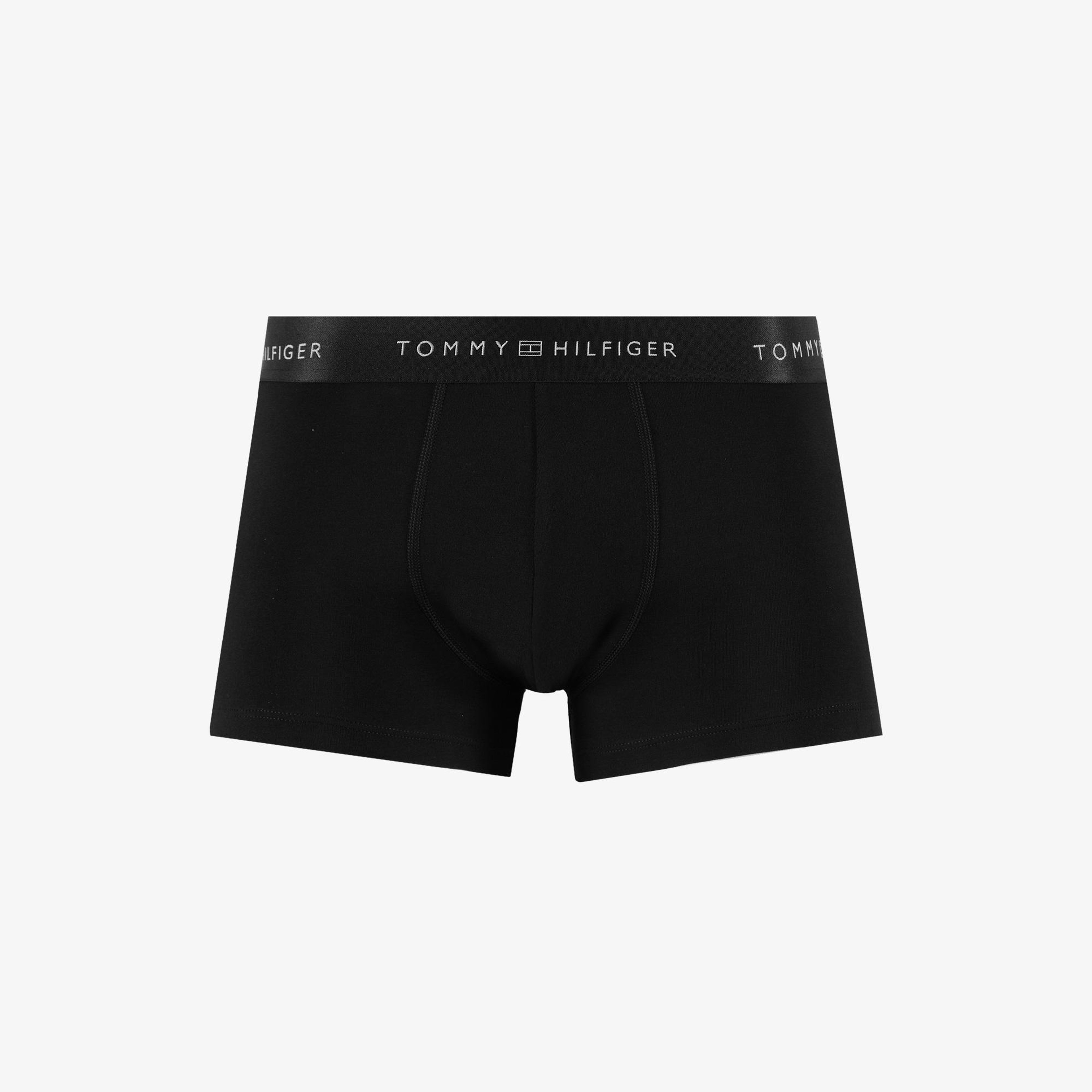 Tommy Hilfiger Trunk 3'lü Erkek Metalik Logo Siyah Boxer