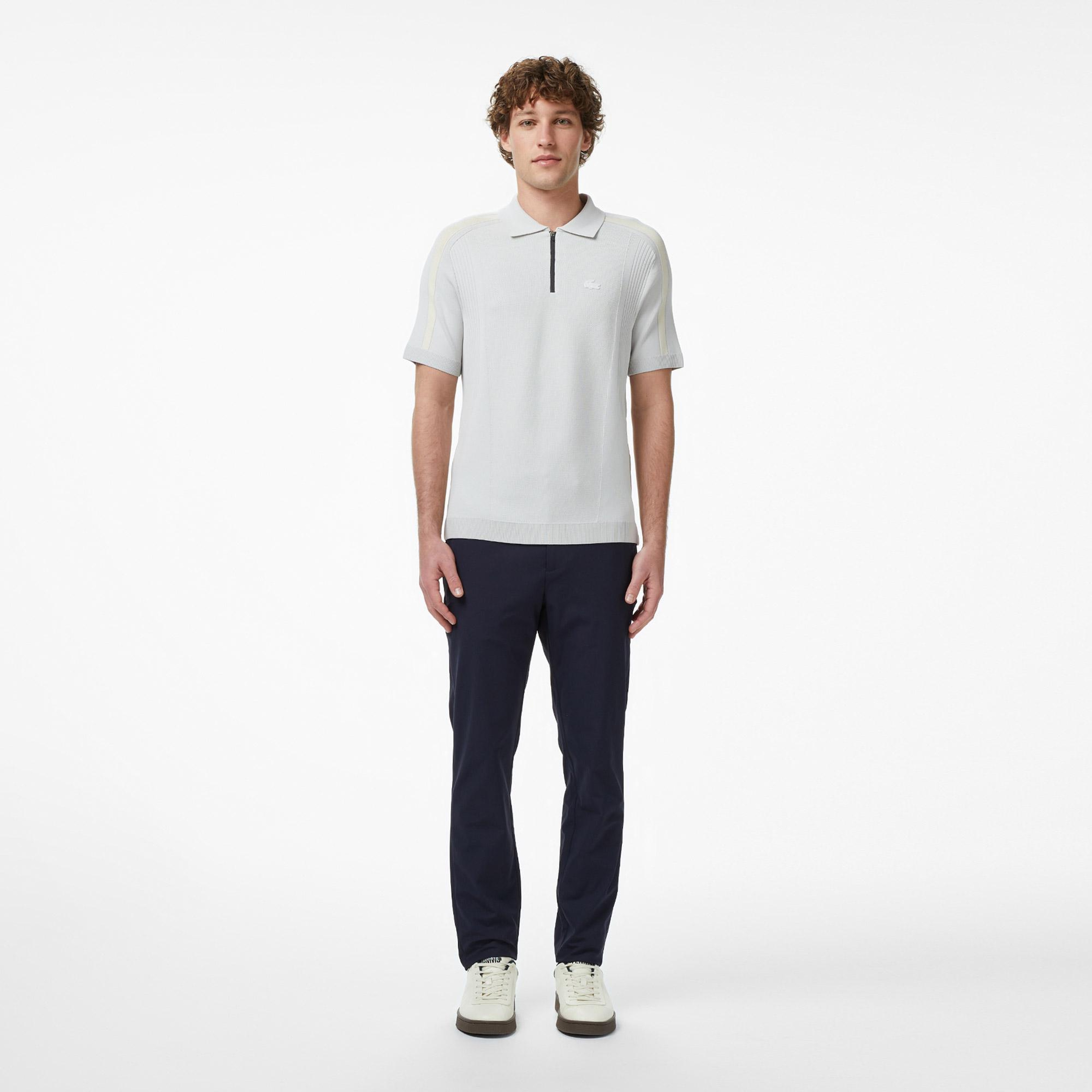 Erkek Classic Fit Kısa Kollu Polo Yaka Gri Triko