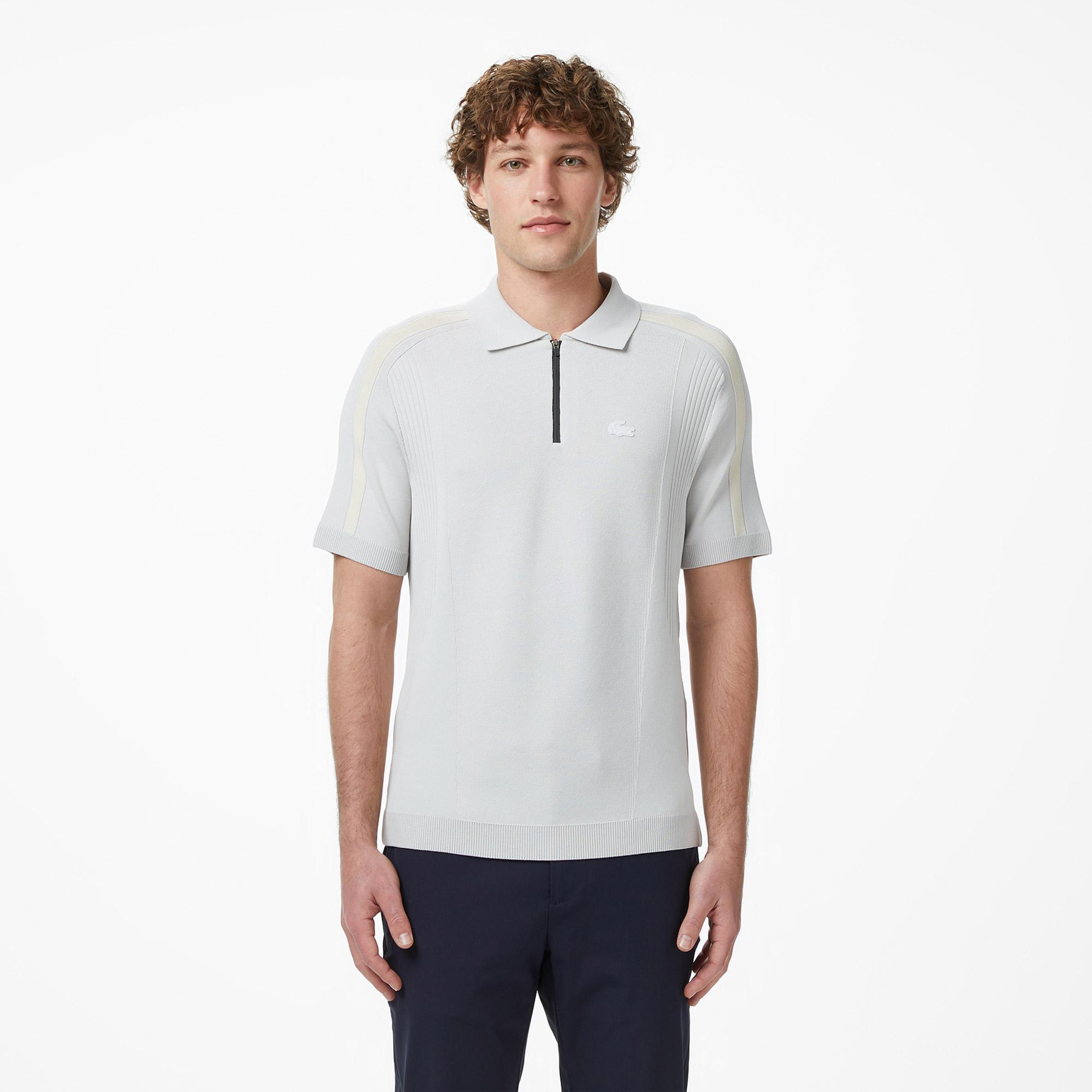 Erkek Classic Fit Kısa Kollu Polo Yaka Gri Triko