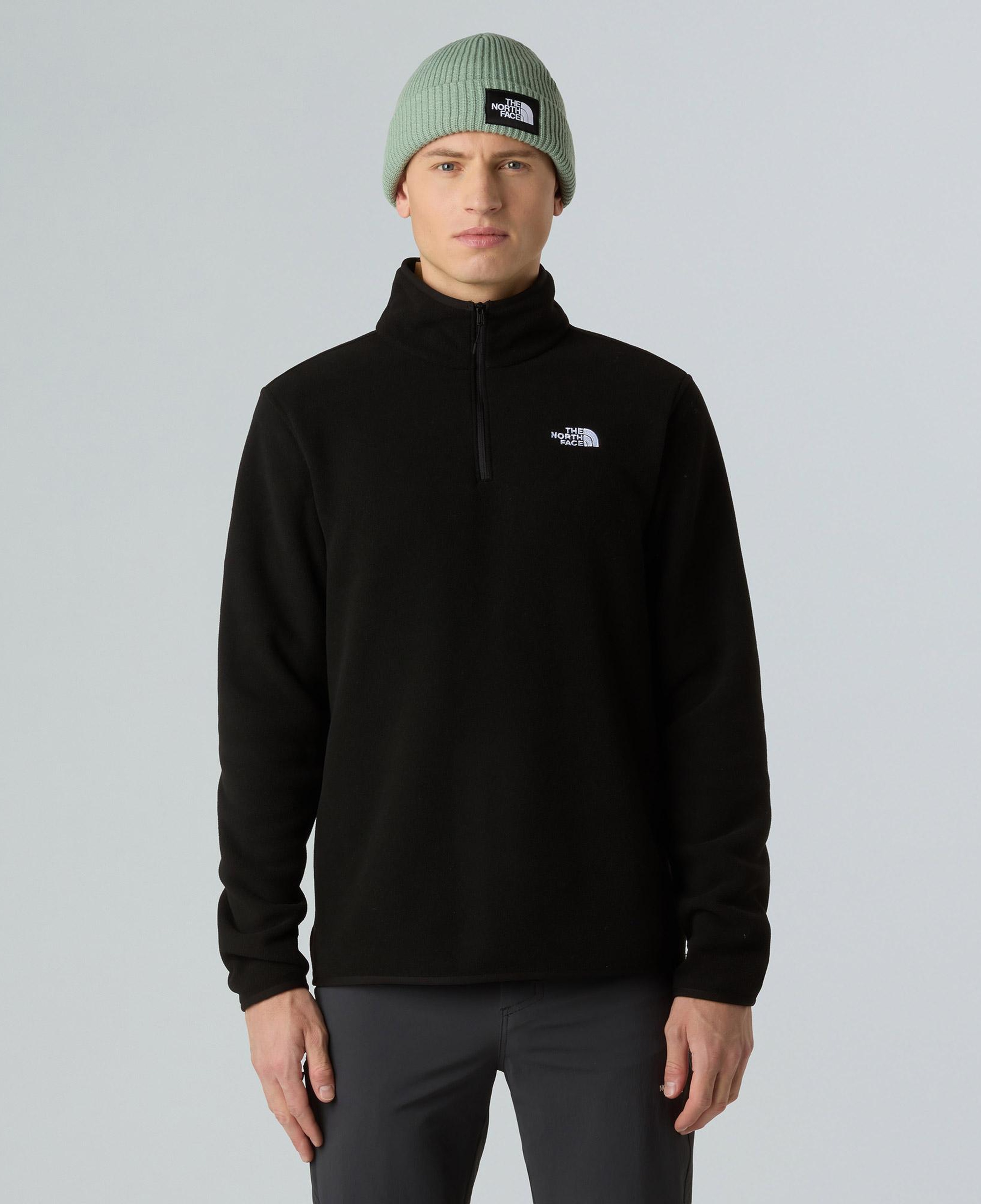 The North Face Glacier Fleece 1/4 Zip Erkek Siyah Outdoor Sweatshirt