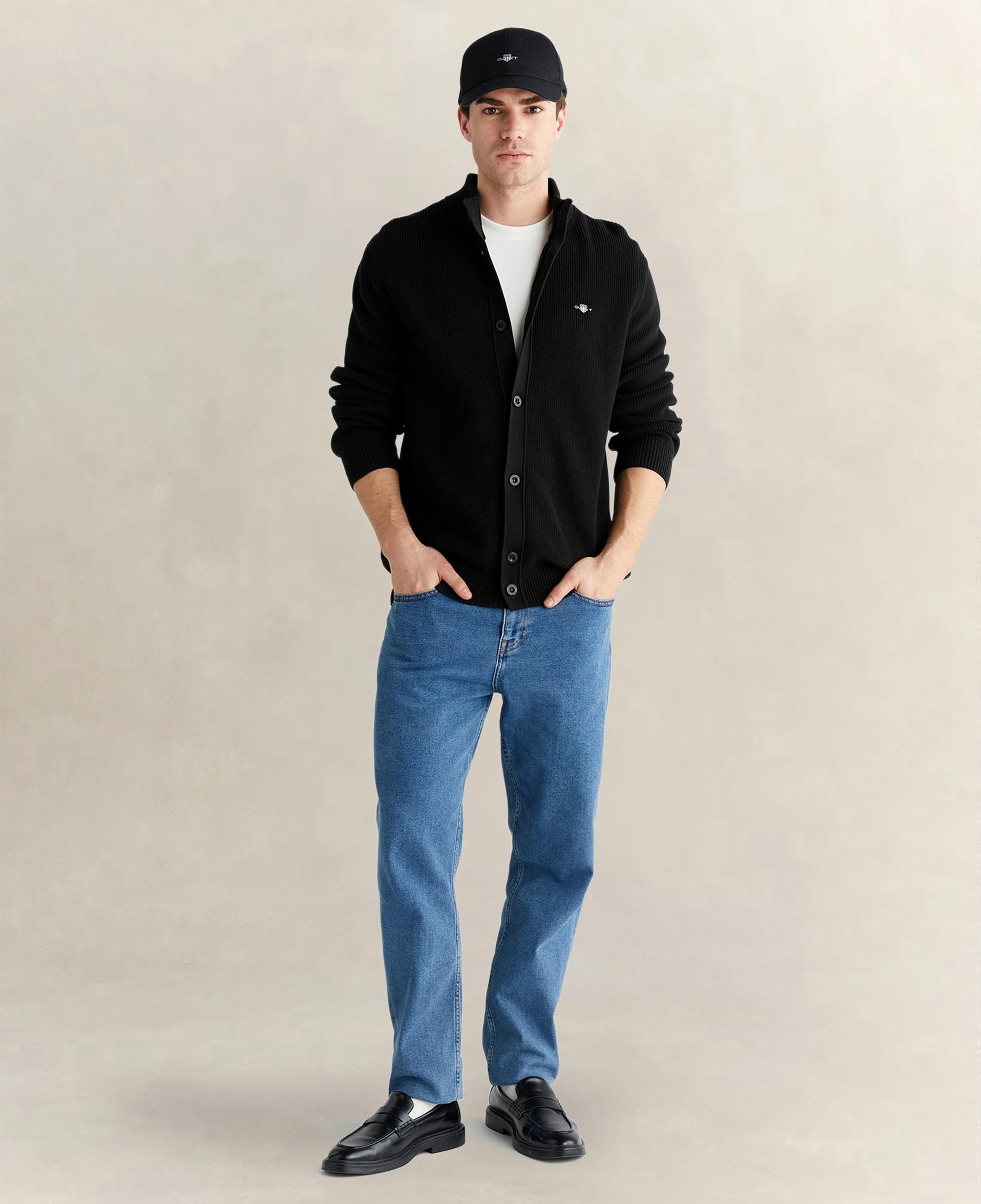 GANT Erkek Siyah Regular Fit Düğmeli Hırka