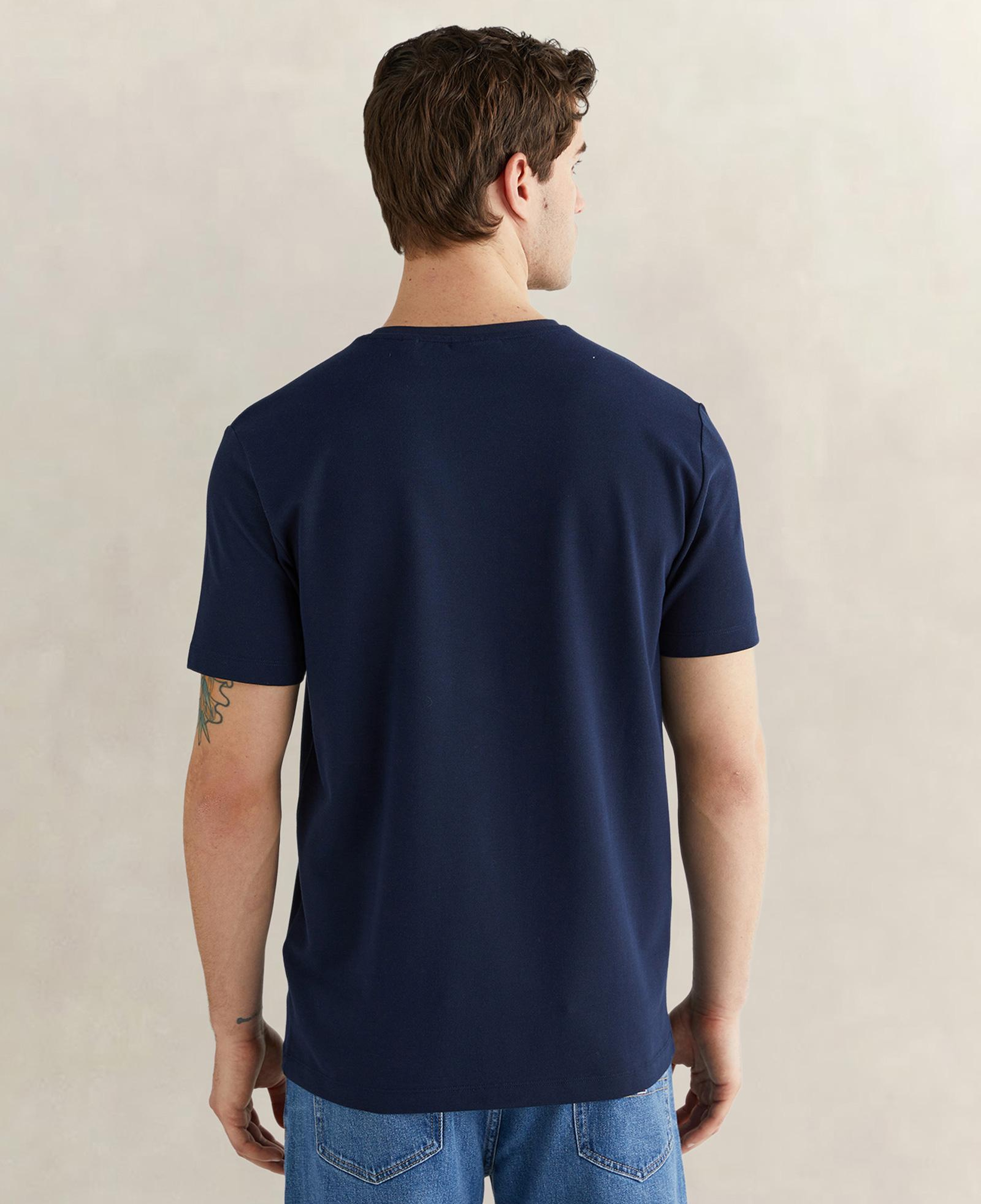 GANT Erkek Lacivert Bisiklet Yaka Regular Fit Logolu T-Shirt