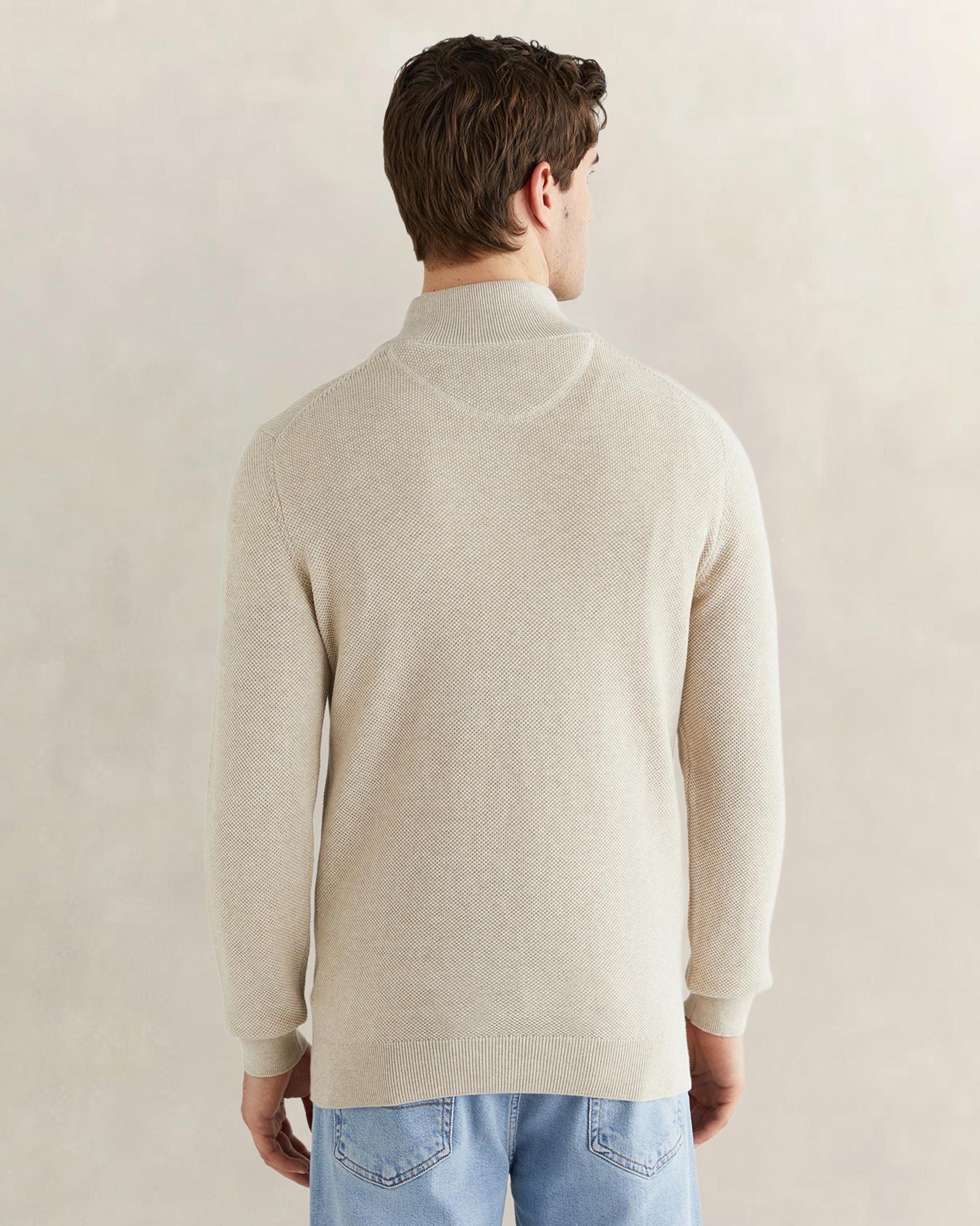 GANT Erkek Bej Regular Fit Yarım Fermuarlı Triko