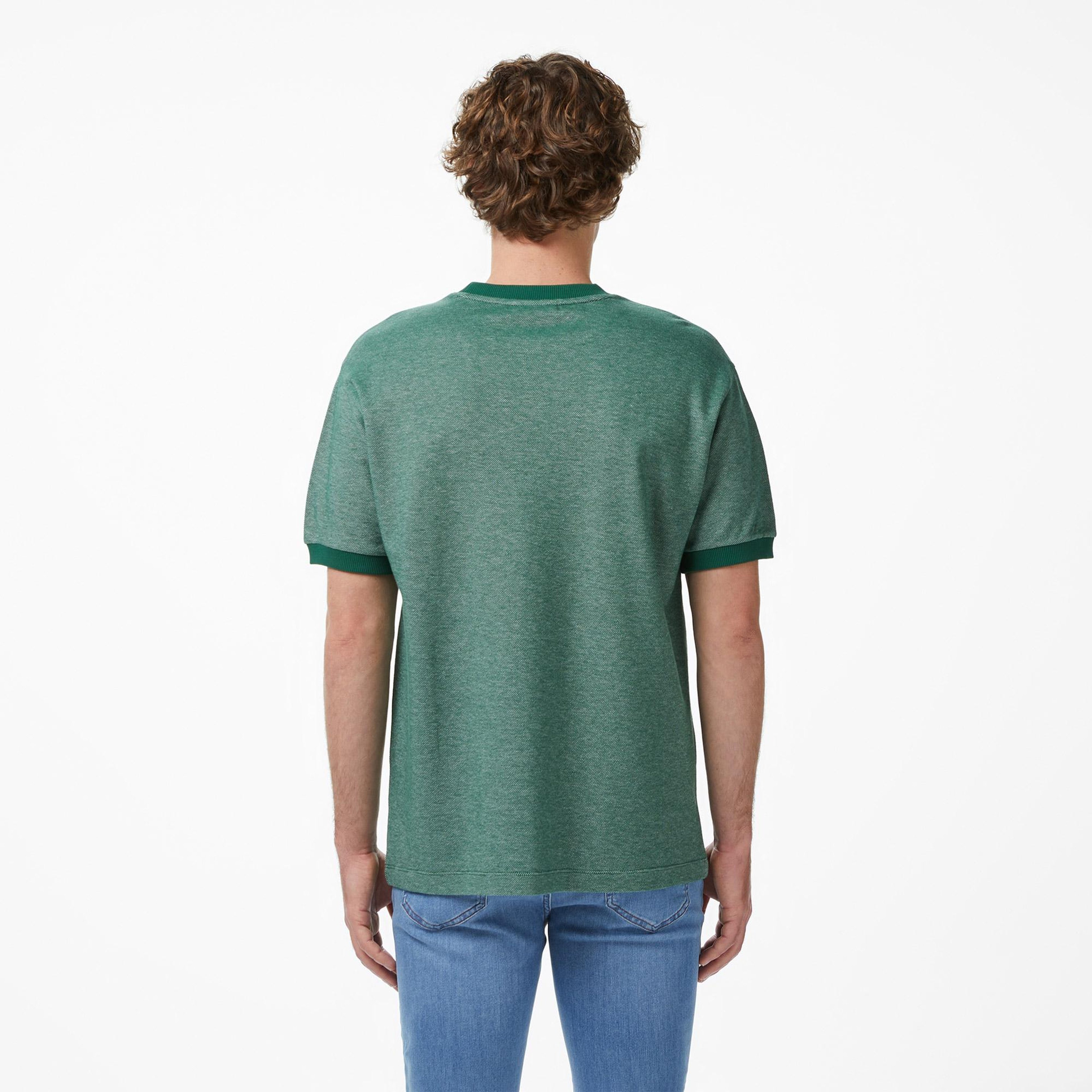Erkek Relaxed Fit Bisiklet Yaka Koyu Yeşil T-Shirt