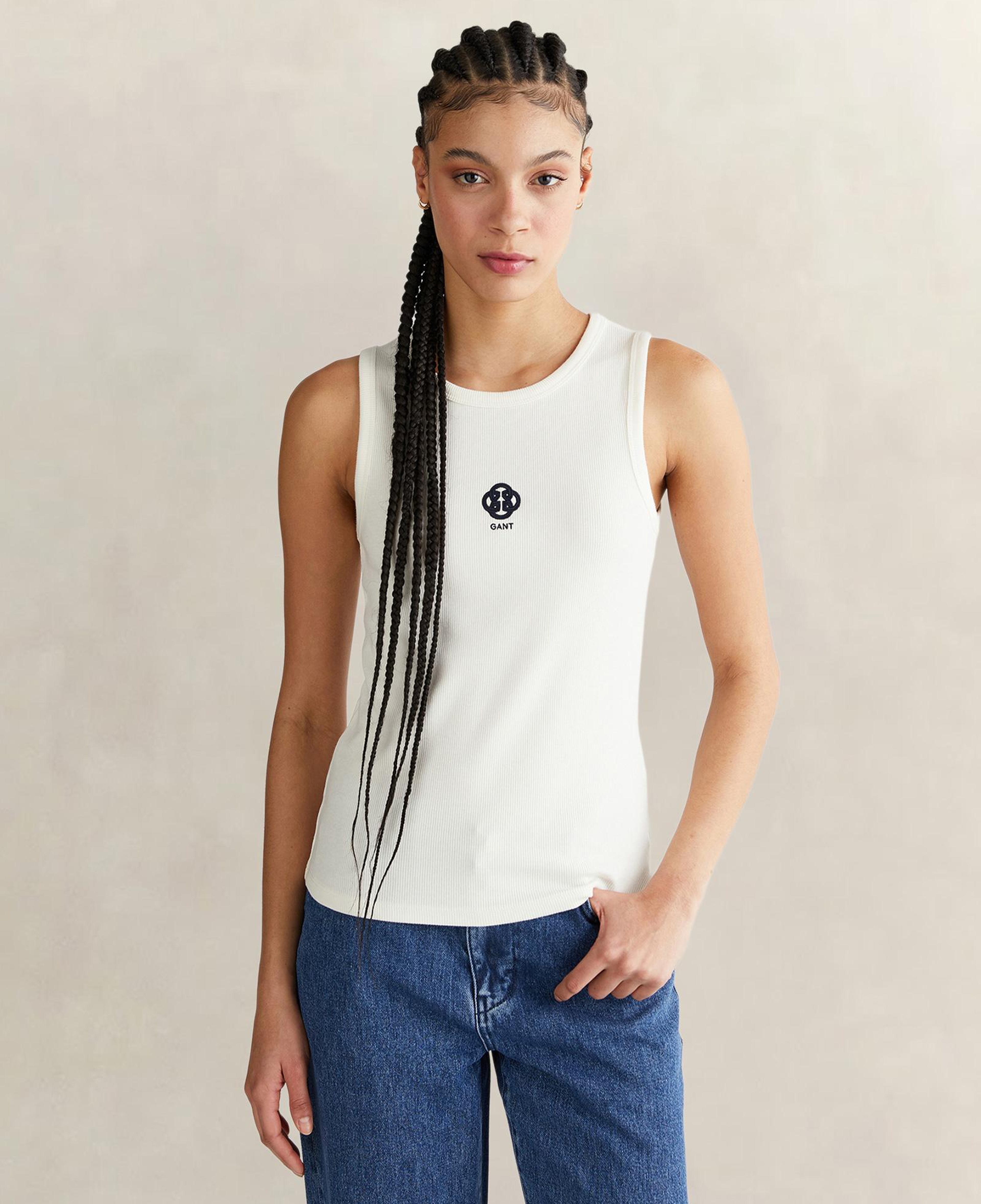 GANT Kadın Beyaz Bisiklet Yaka Regular Fit T-Shirt