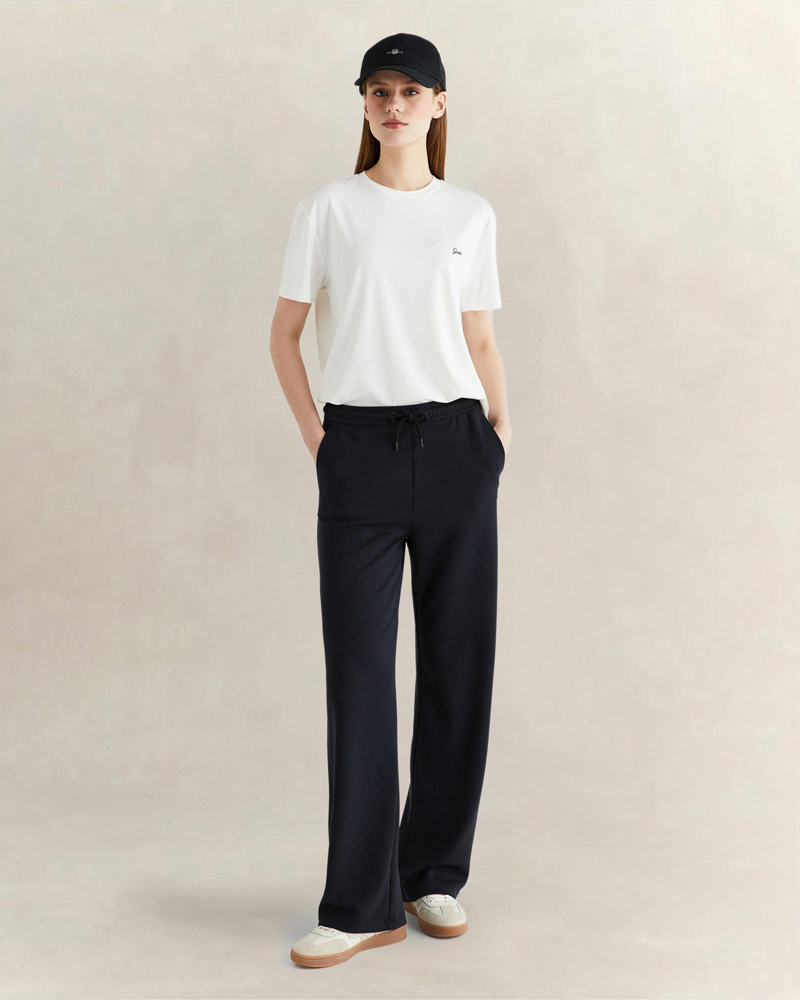 GANT Kadın Beyaz Bisiklet Yaka Regular Fit T-Shirt