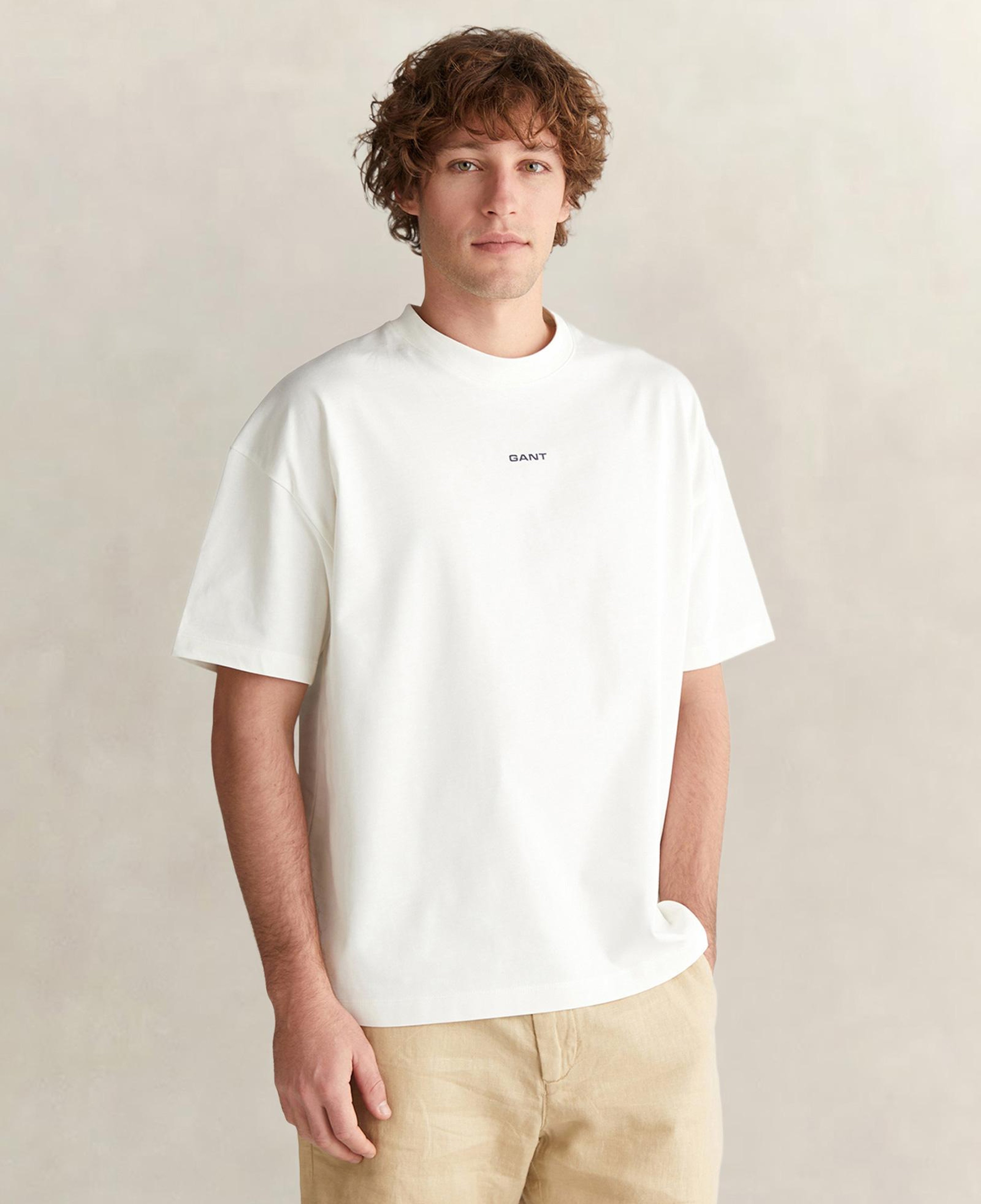 GANT Erkek Beyaz Kısa Kollu T-Shirt