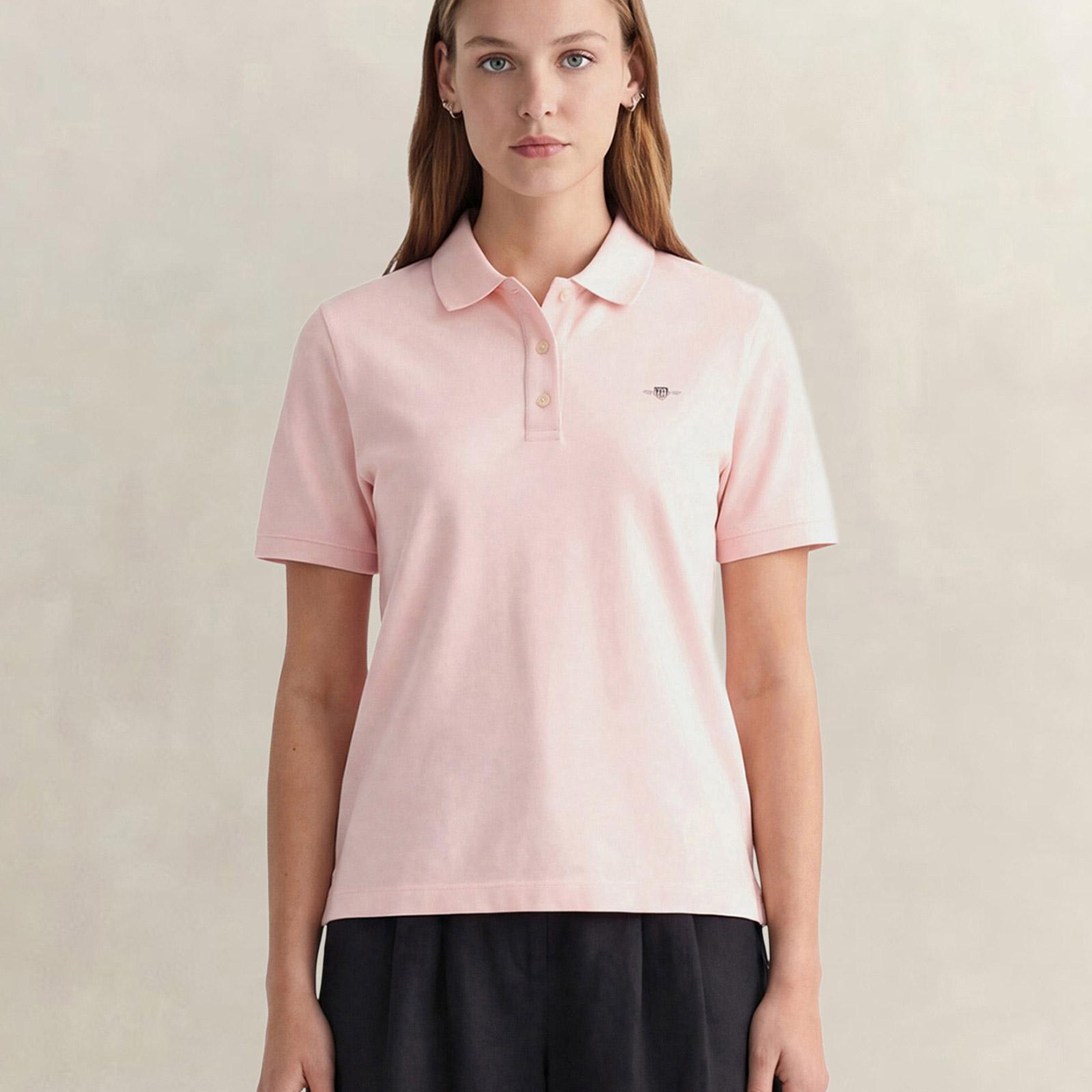 GANT Kadın Pembe Regular Fit Logolu Polo Yaka T-Shirt