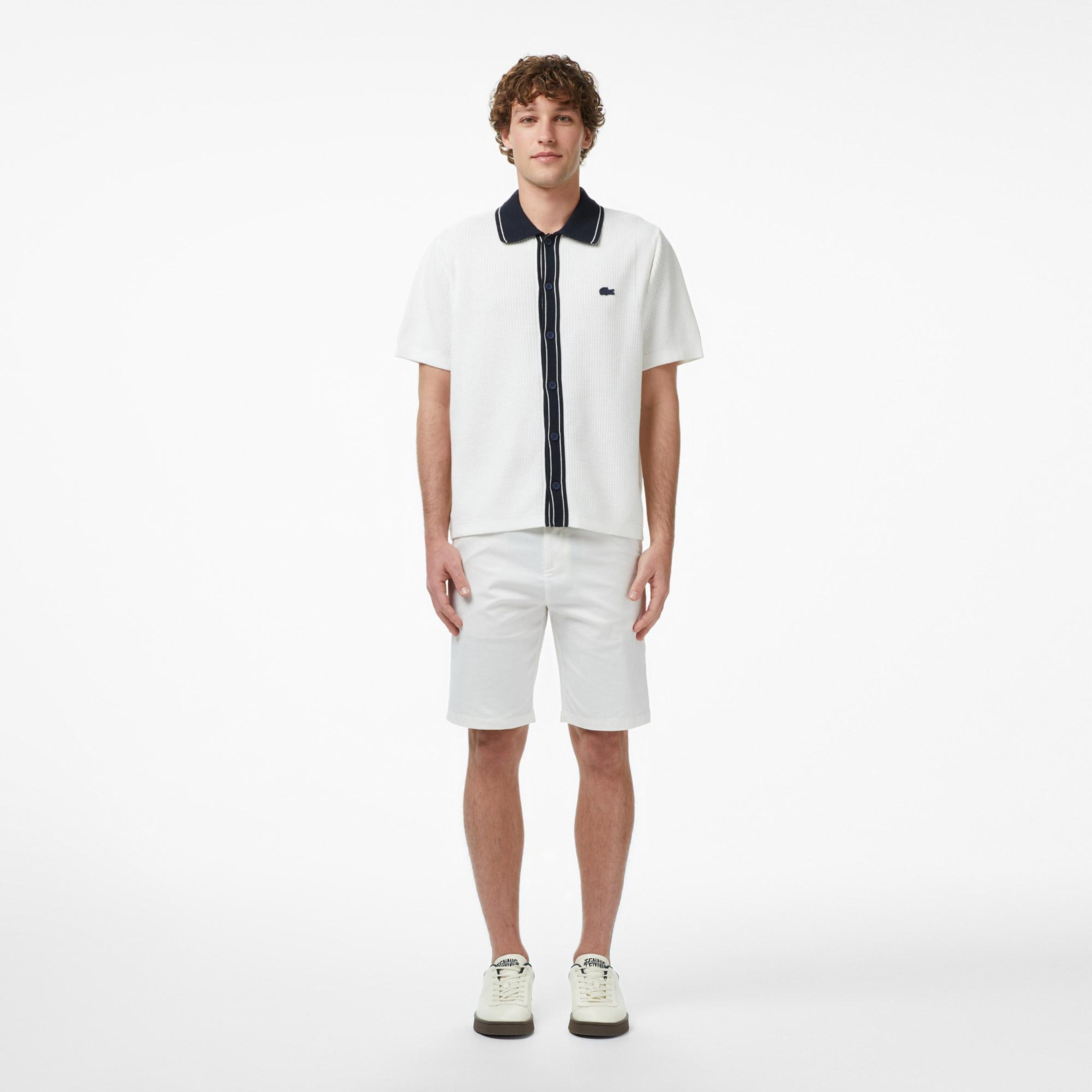 Erkek Classic Fit Kısa Kollu Polo Yaka Beyaz Triko