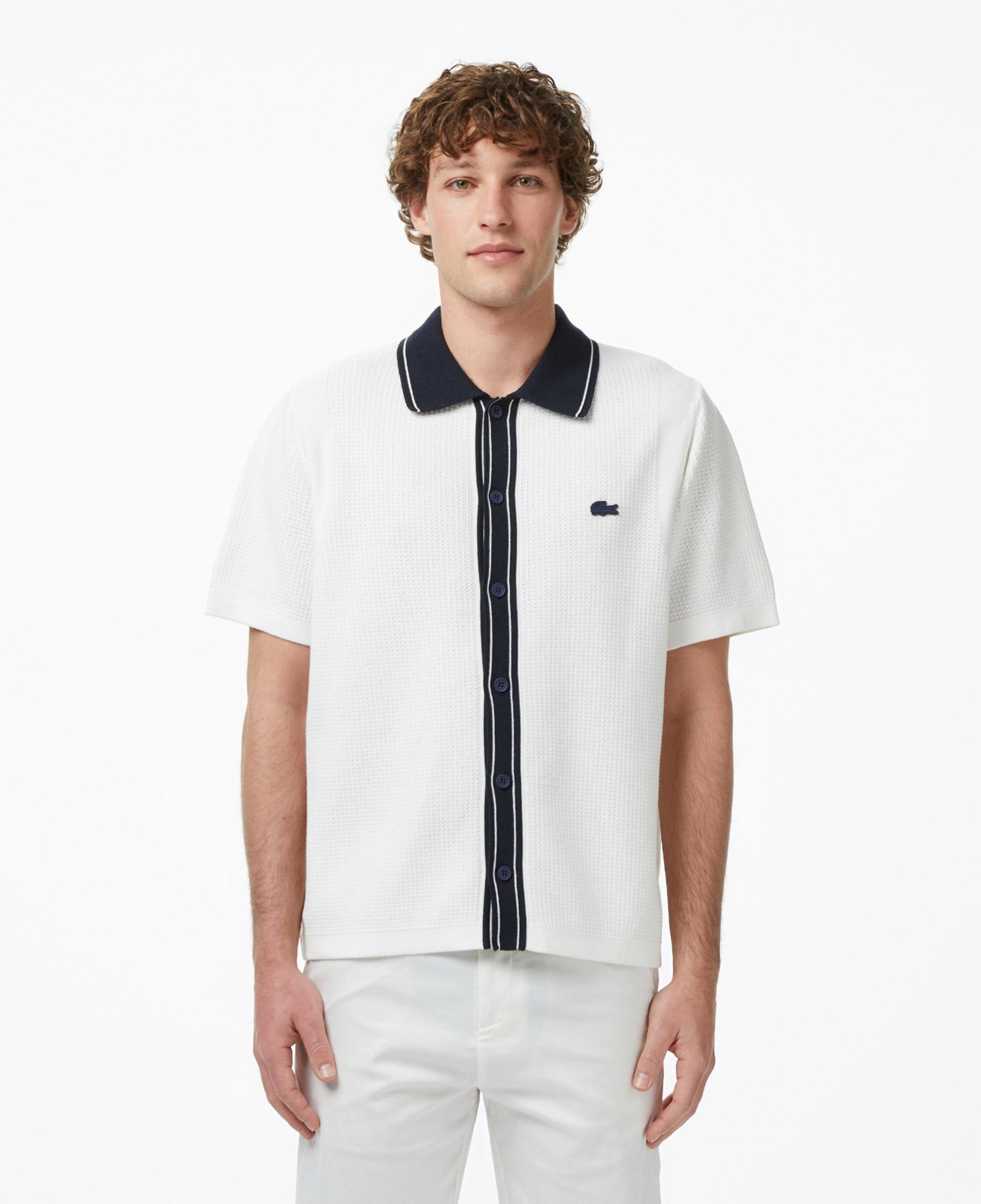 Erkek Classic Fit Kısa Kollu Polo Yaka Beyaz Triko