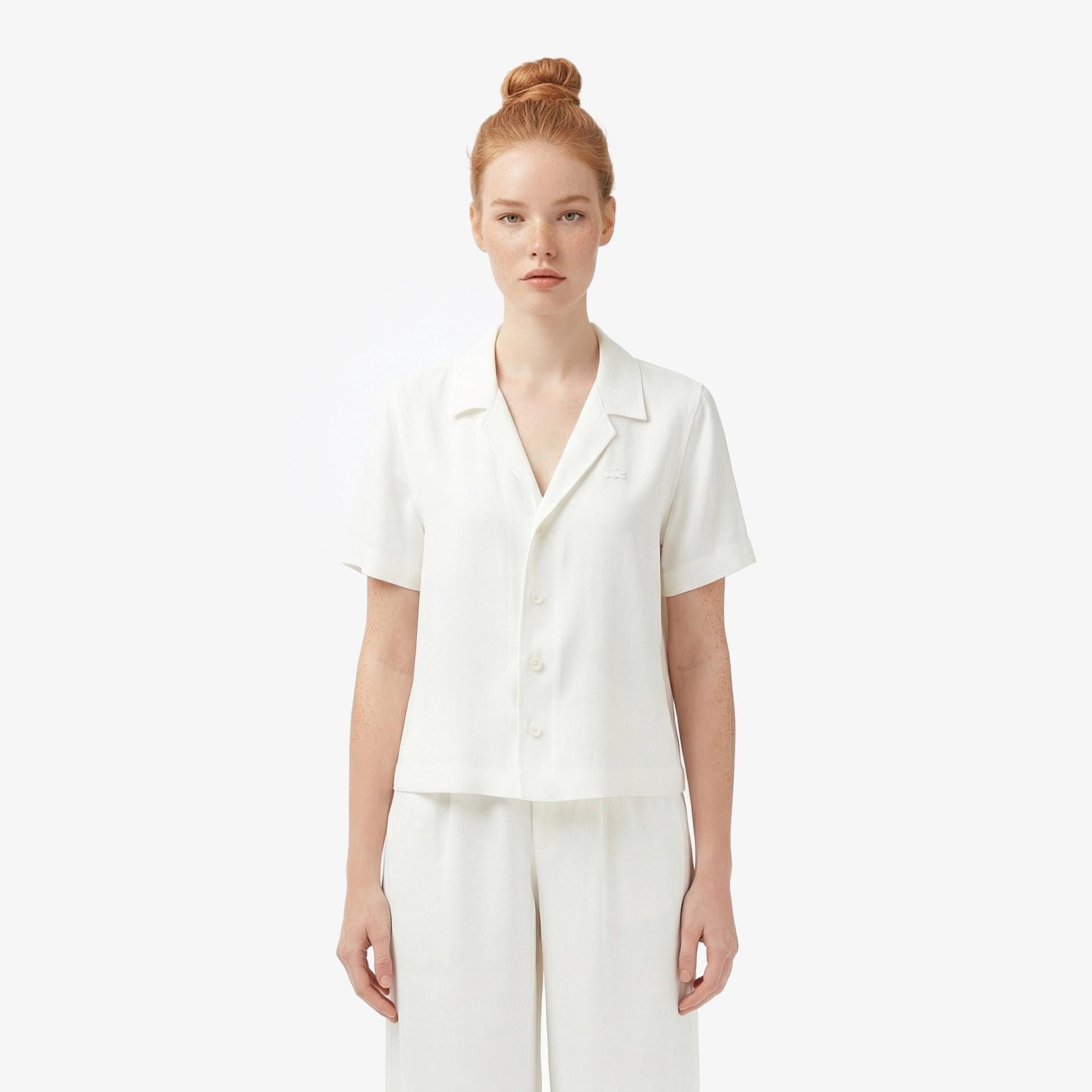 Lacoste Kadın Regular Fit Kısa Kollu Krem Gömlek