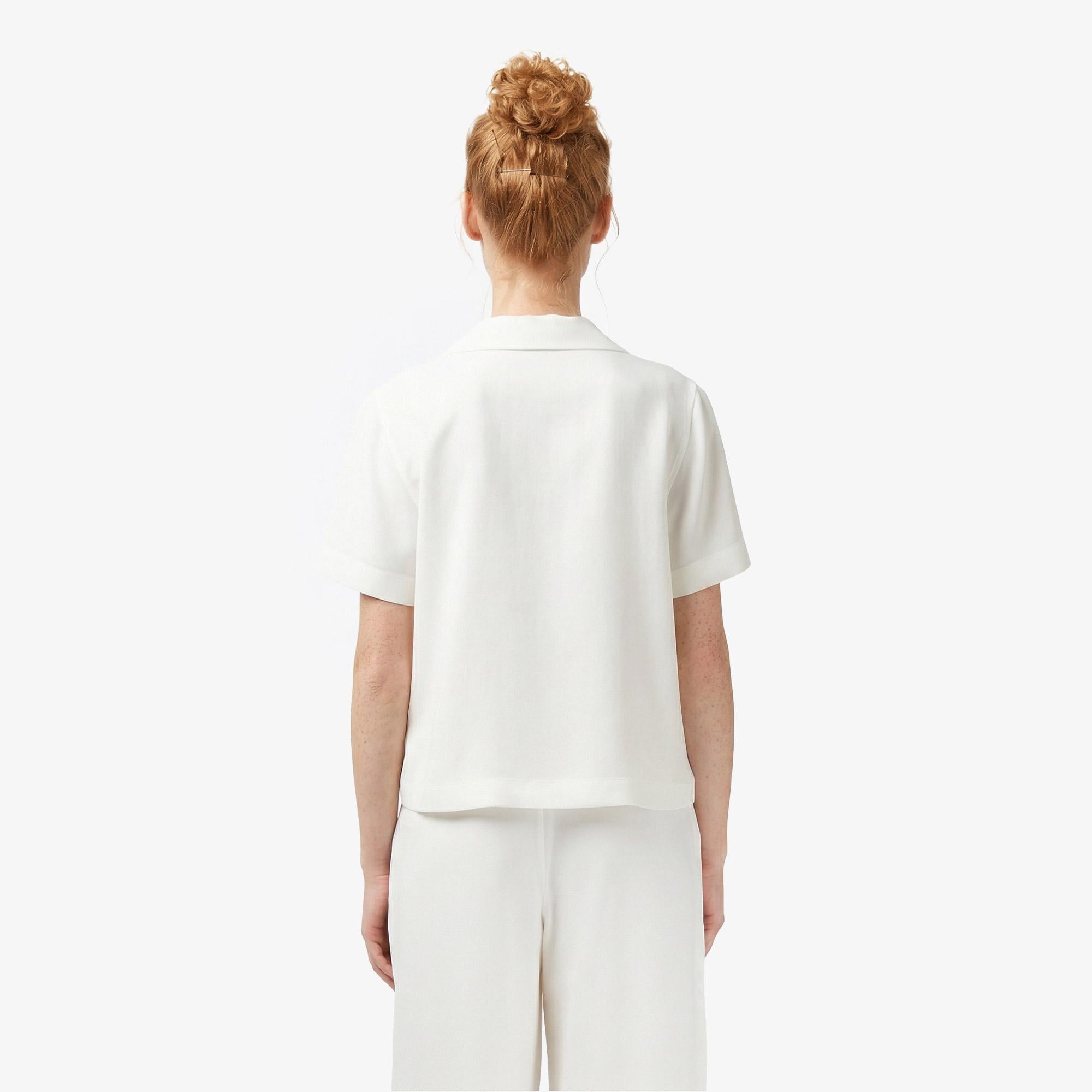 Lacoste Kadın Regular Fit Kısa Kollu Krem Gömlek