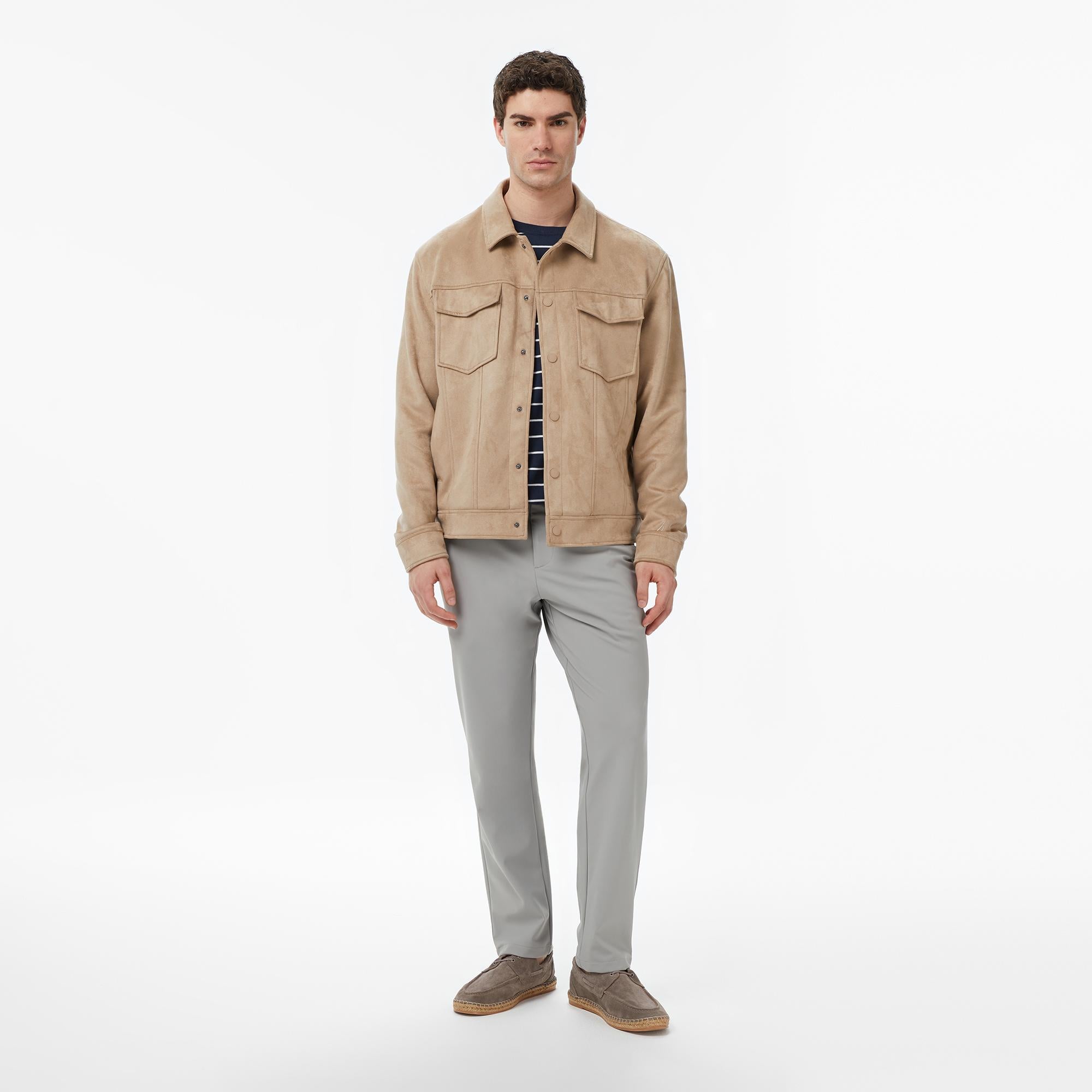 Nautica Erkek Bej Regular Fit Süet Ceket