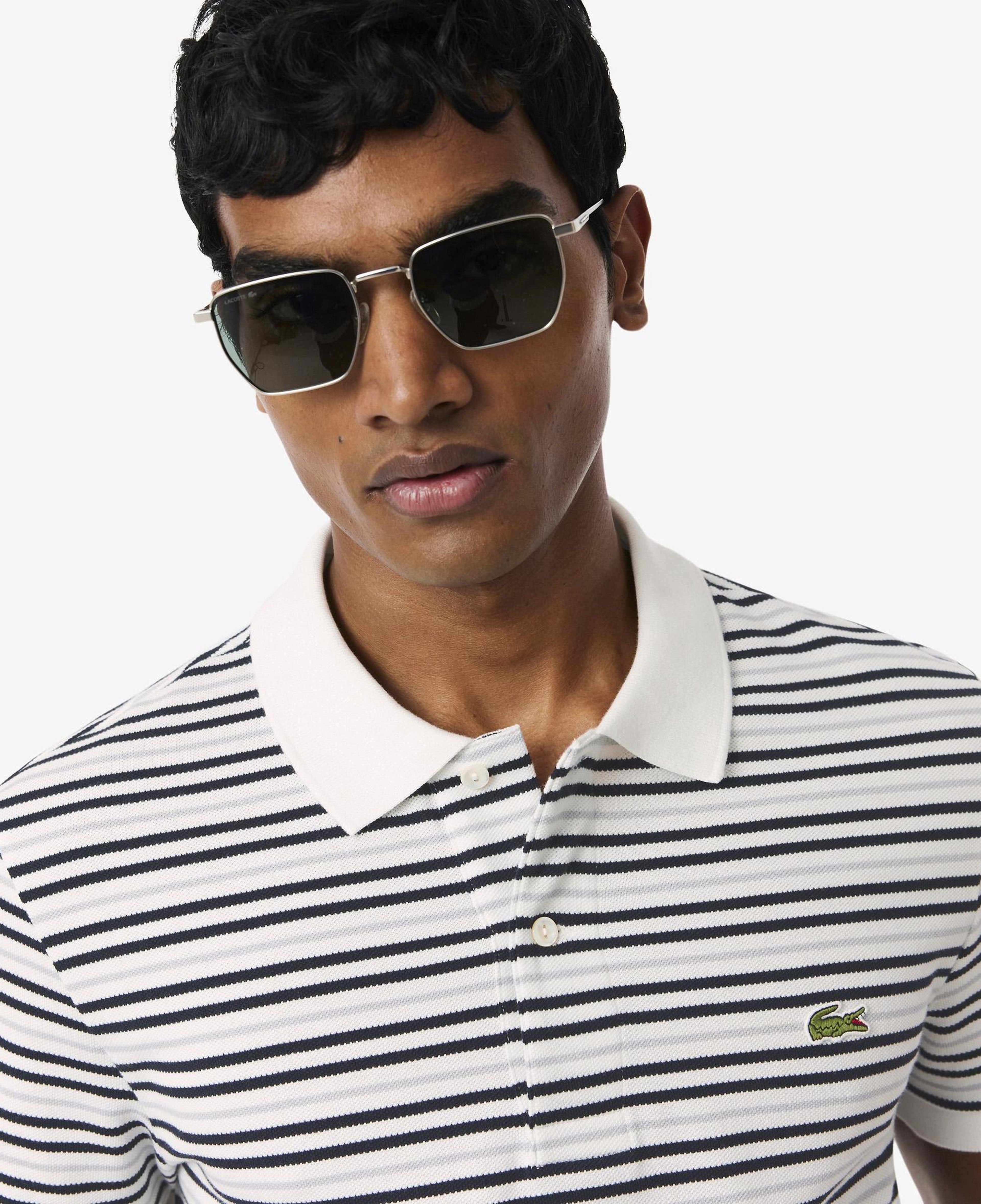 Lacoste Erkek Classic Fit Çizgili Gri Polo