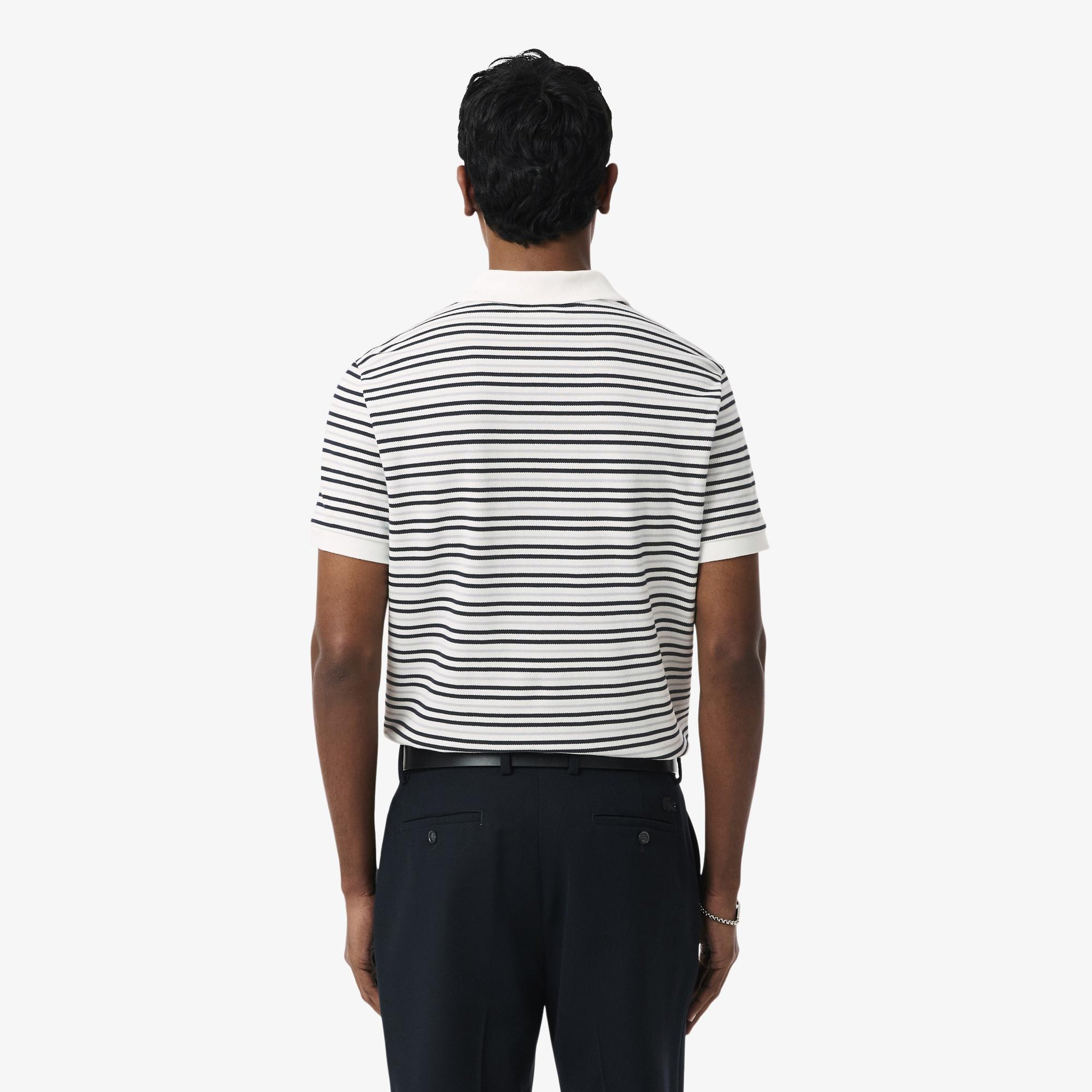 Lacoste Erkek Classic Fit Çizgili Gri Polo