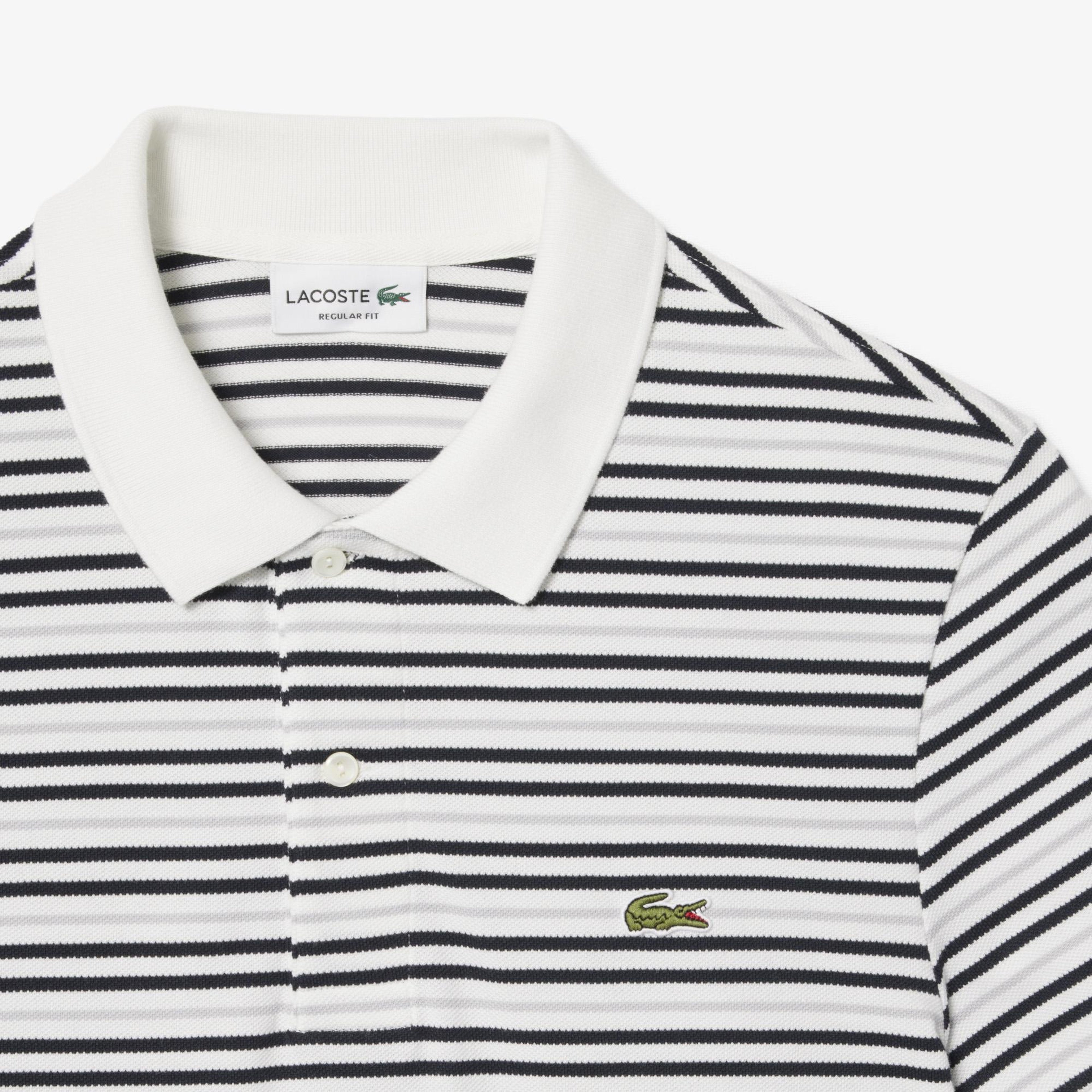 Lacoste Erkek Classic Fit Çizgili Gri Polo