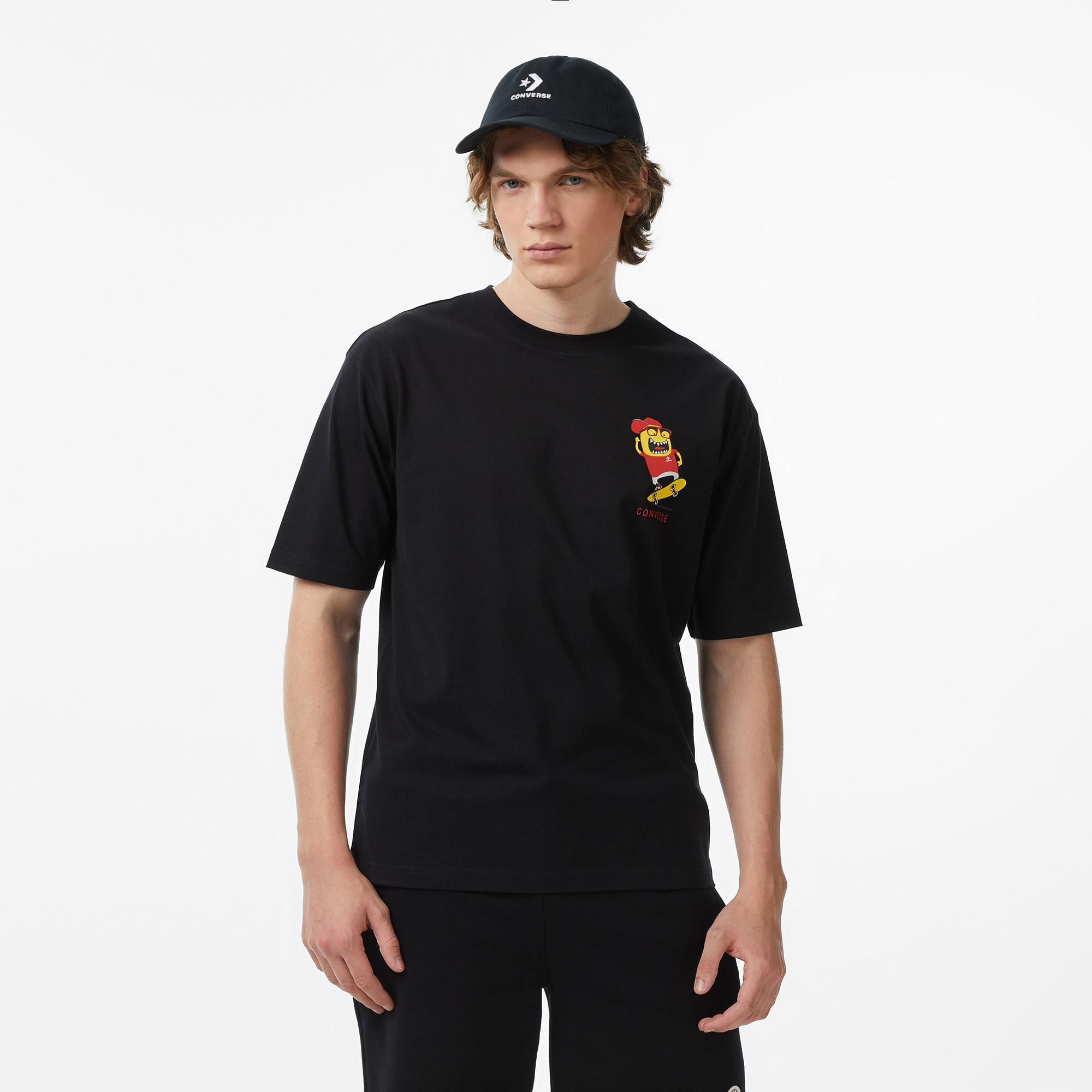 Converse Erkek Siyah Grafik Baskılı T-Shirt