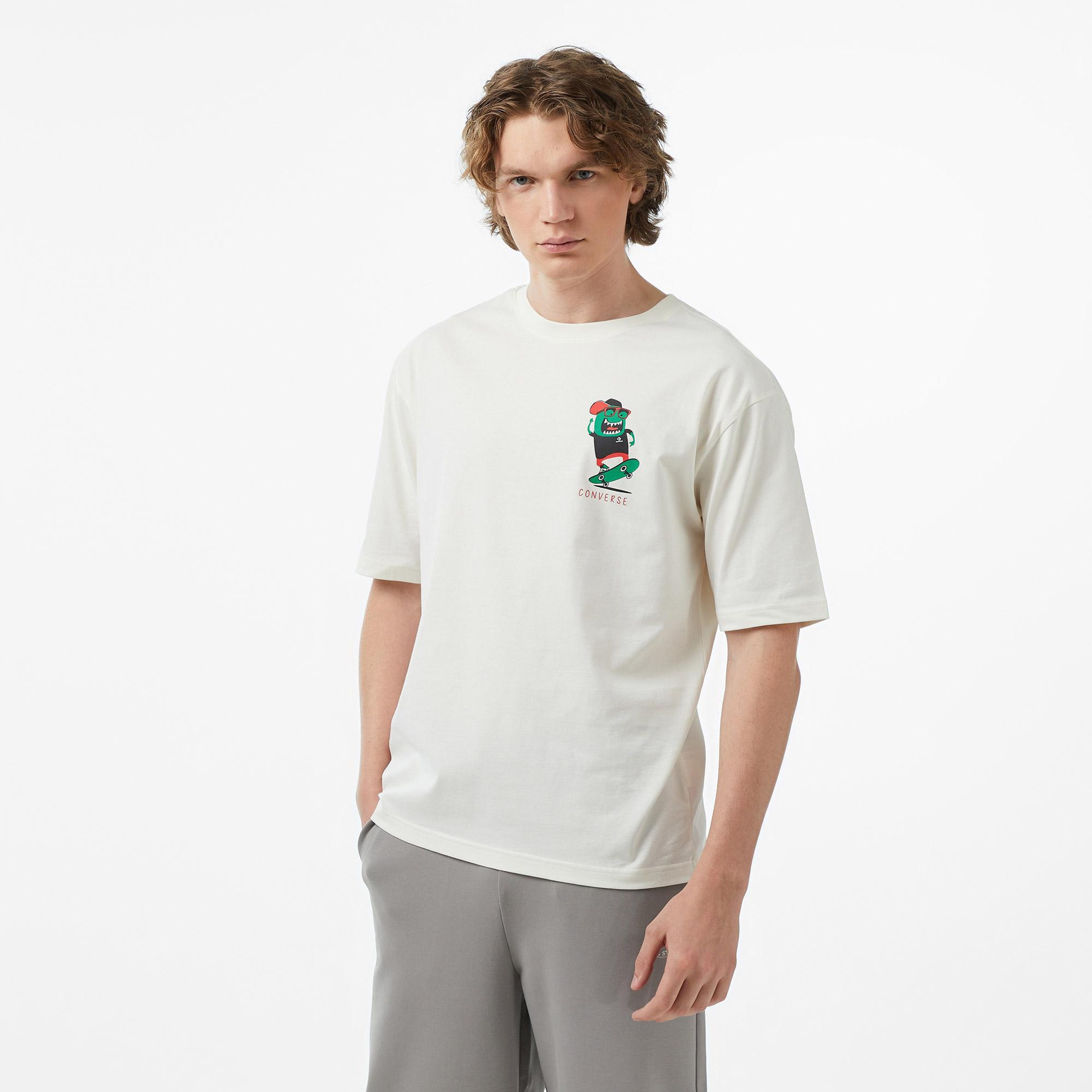 Converse Erkek Krem Grafik Baskılı T-Shirt