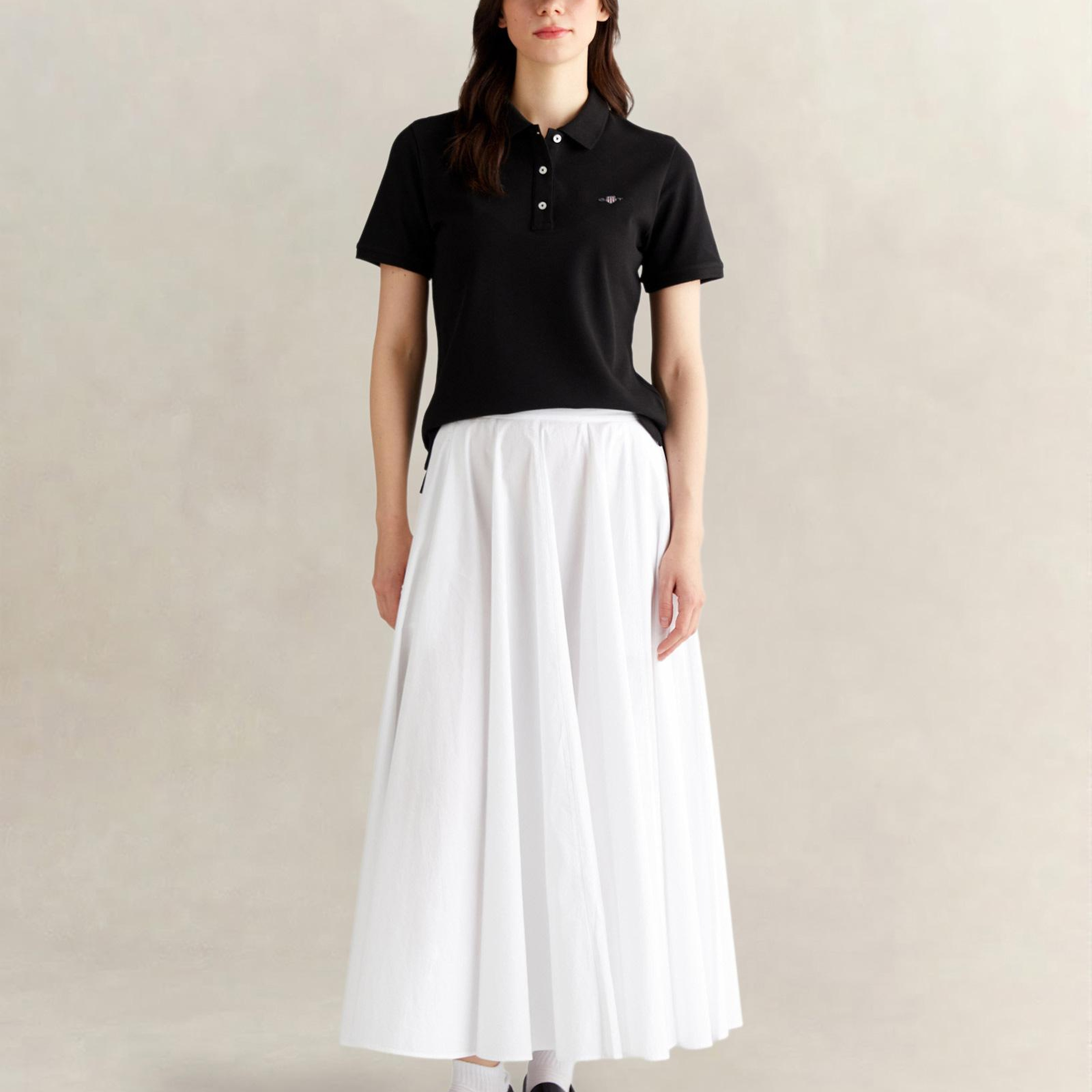 GANT Kadın Siyah Regular Fit Logolu Polo Yaka T-Shirt