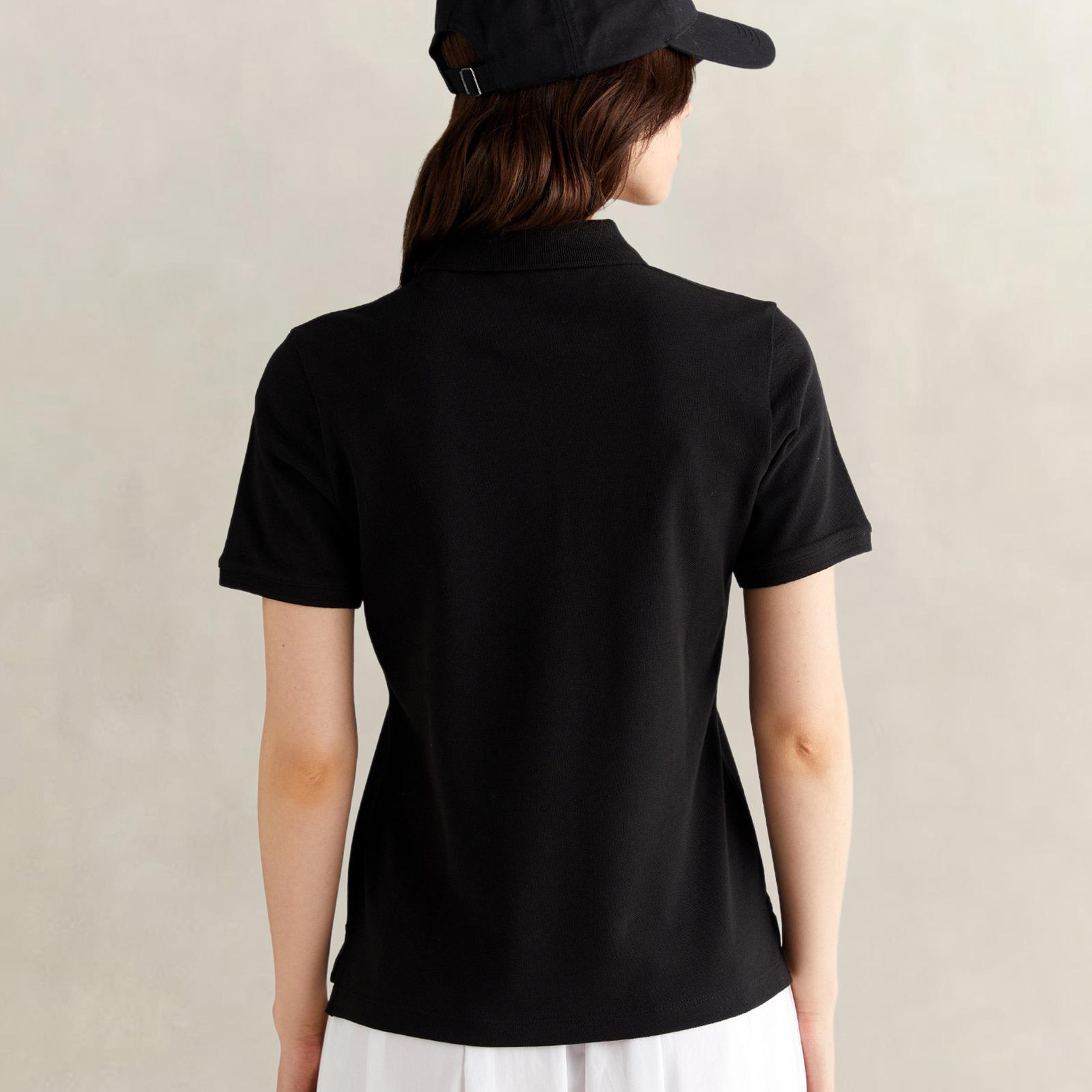 GANT Kadın Siyah Regular Fit Logolu Polo Yaka T-Shirt