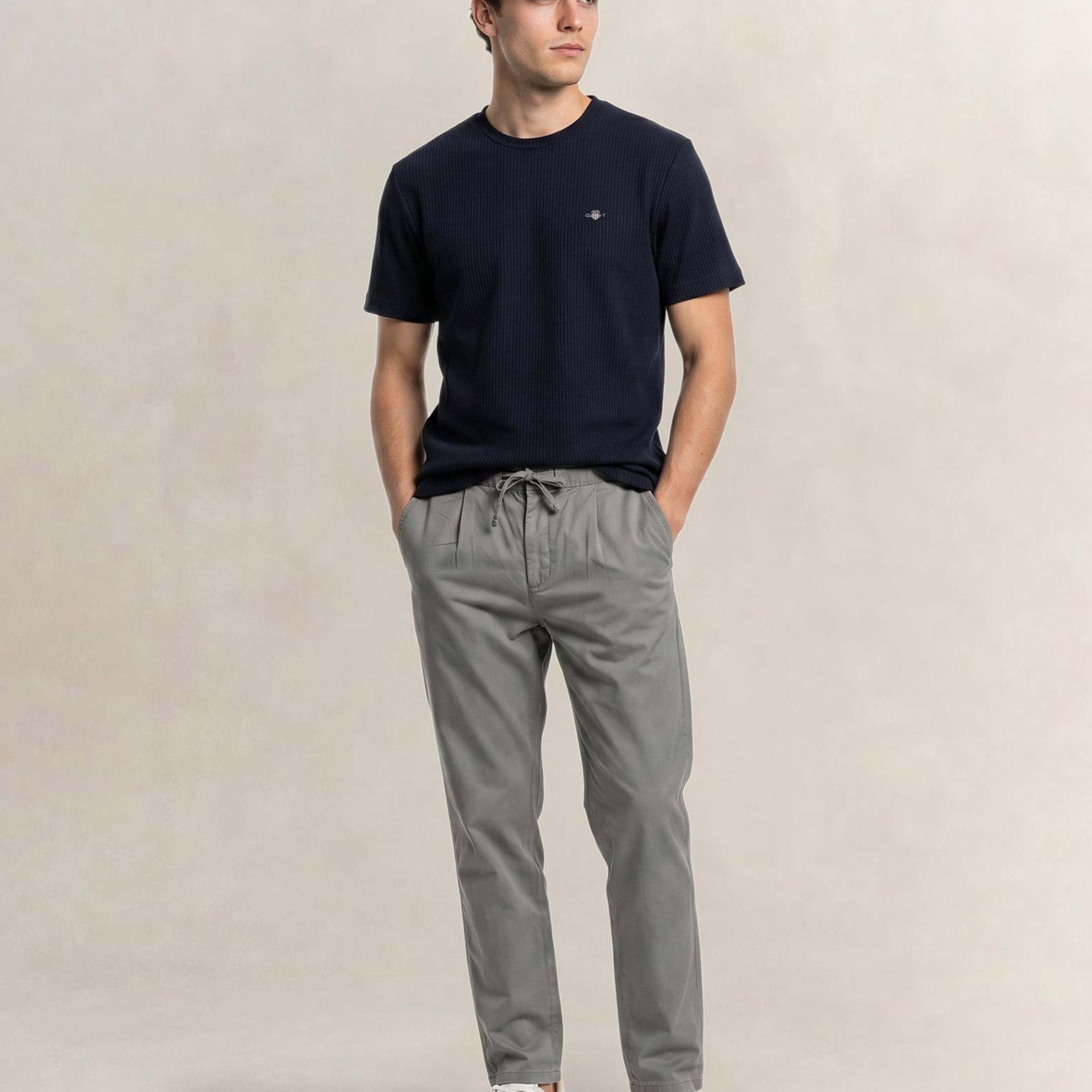 GANT Erkek Lacivert Bisiklet Yaka Regular Fit Logolu T-Shirt