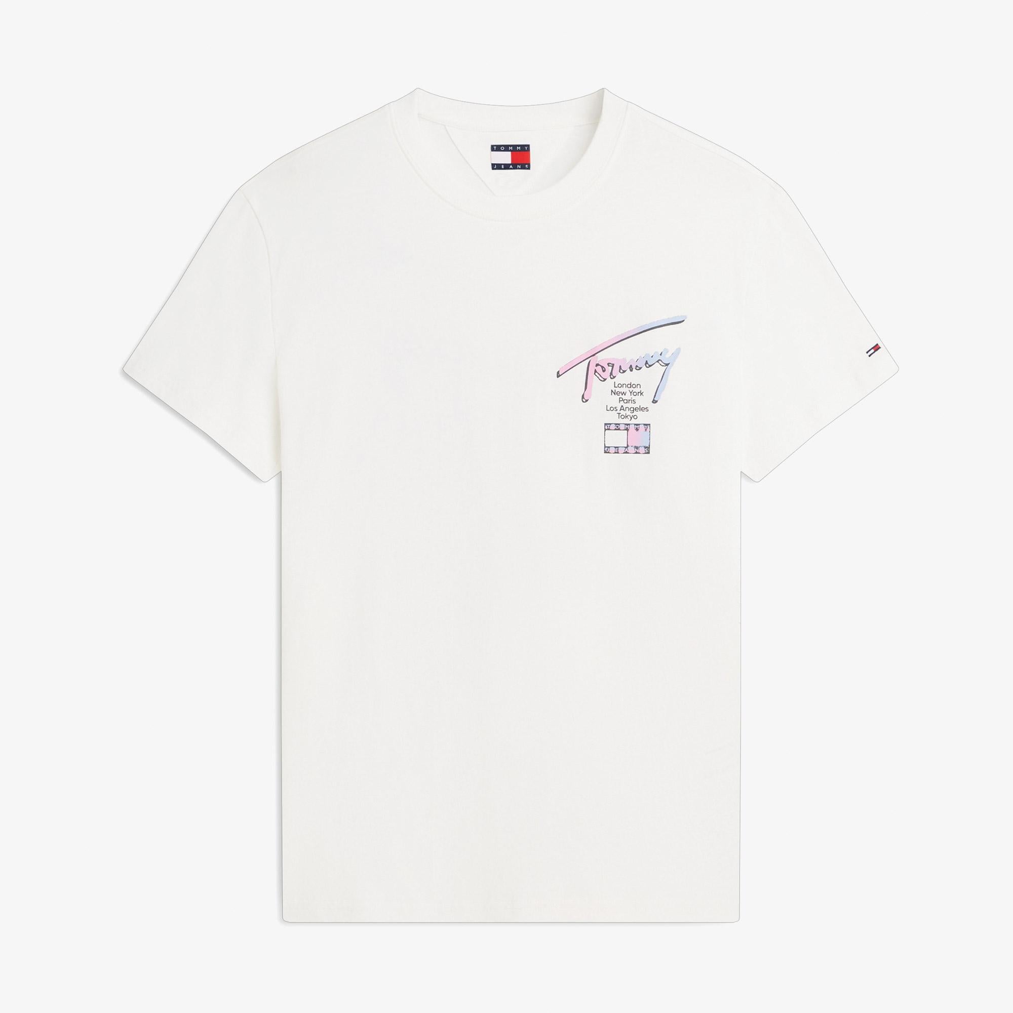 Tommy Hilfiger City Sign Erkek Beyaz T-Shirt