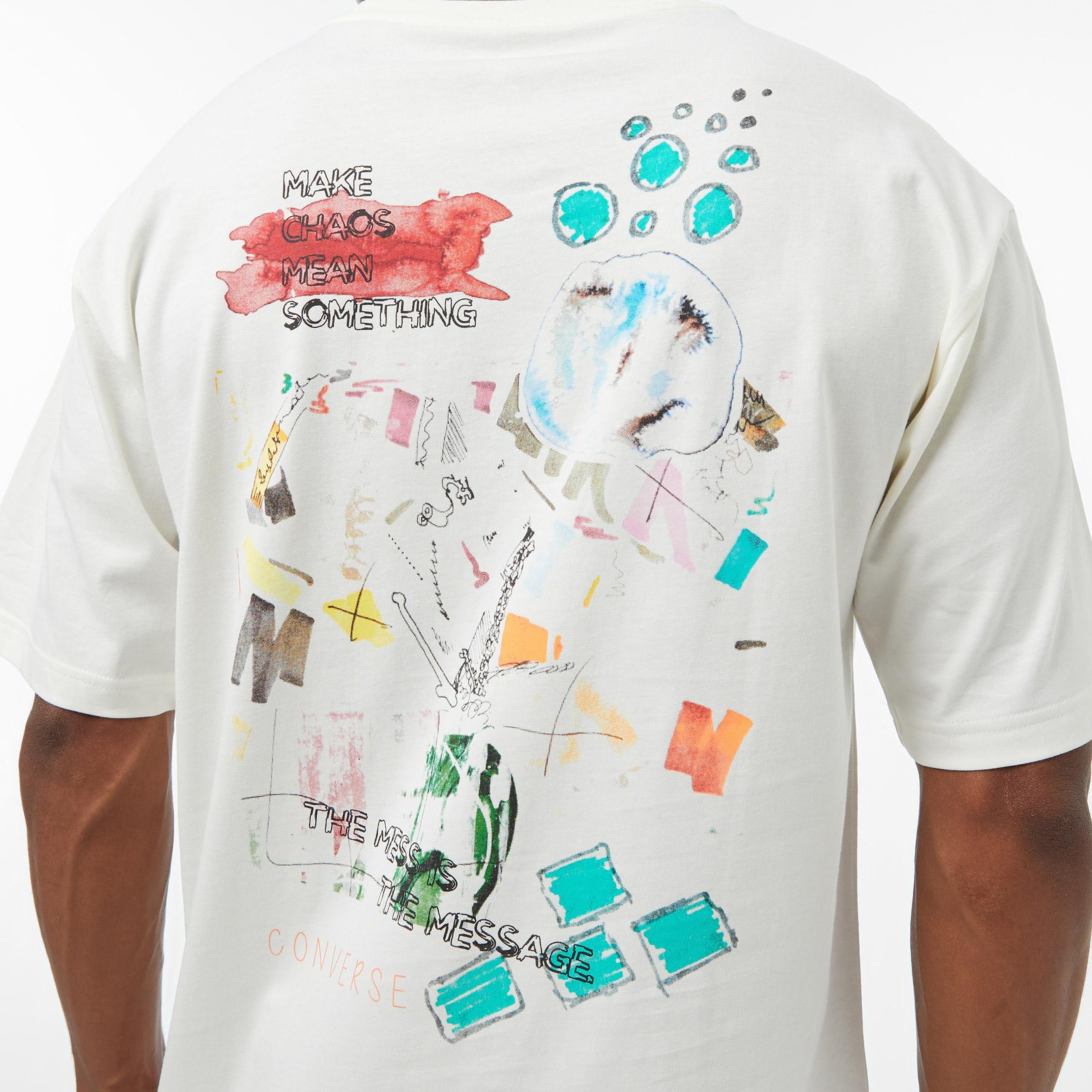 Converse Erkek Krem Grafik Baskılı T-Shirt