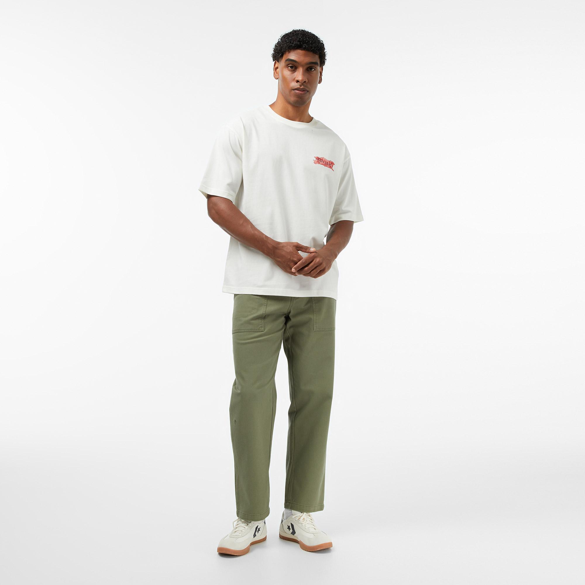 Converse Erkek Krem Grafik Baskılı T-Shirt