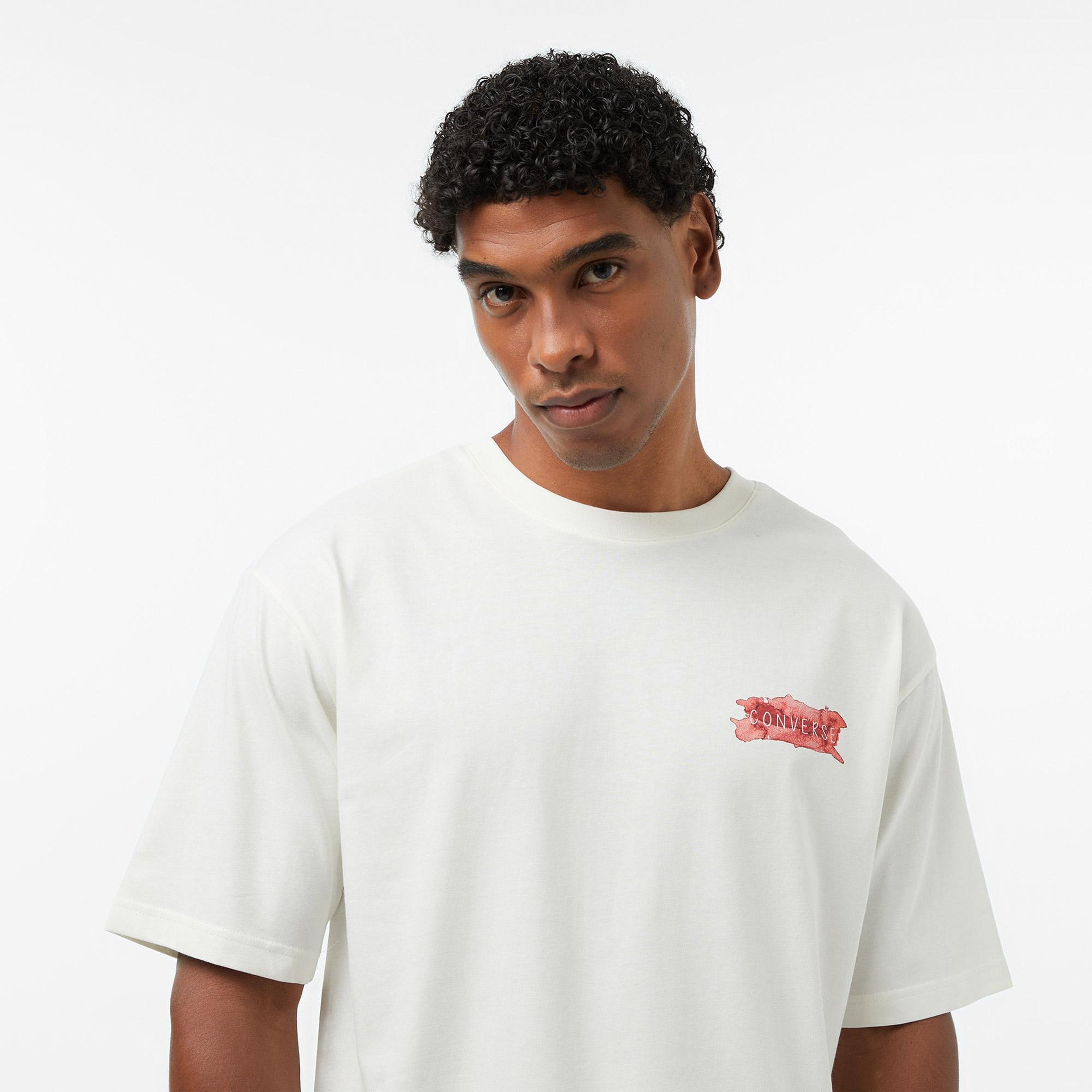 Converse Erkek Krem Grafik Baskılı T-Shirt