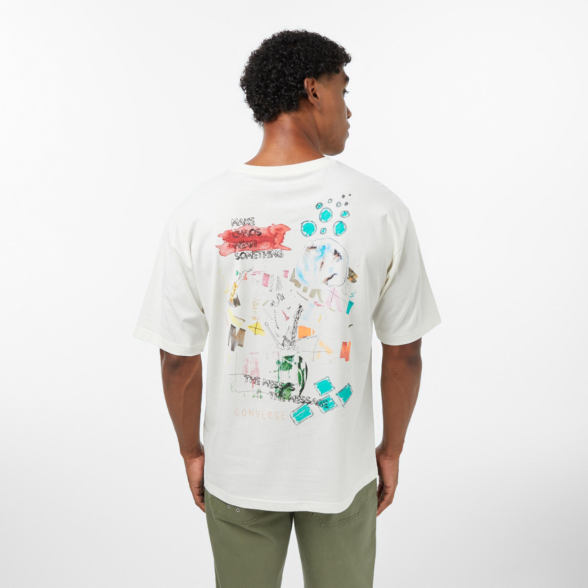 Converse Erkek Krem Grafik Baskılı T-Shirt